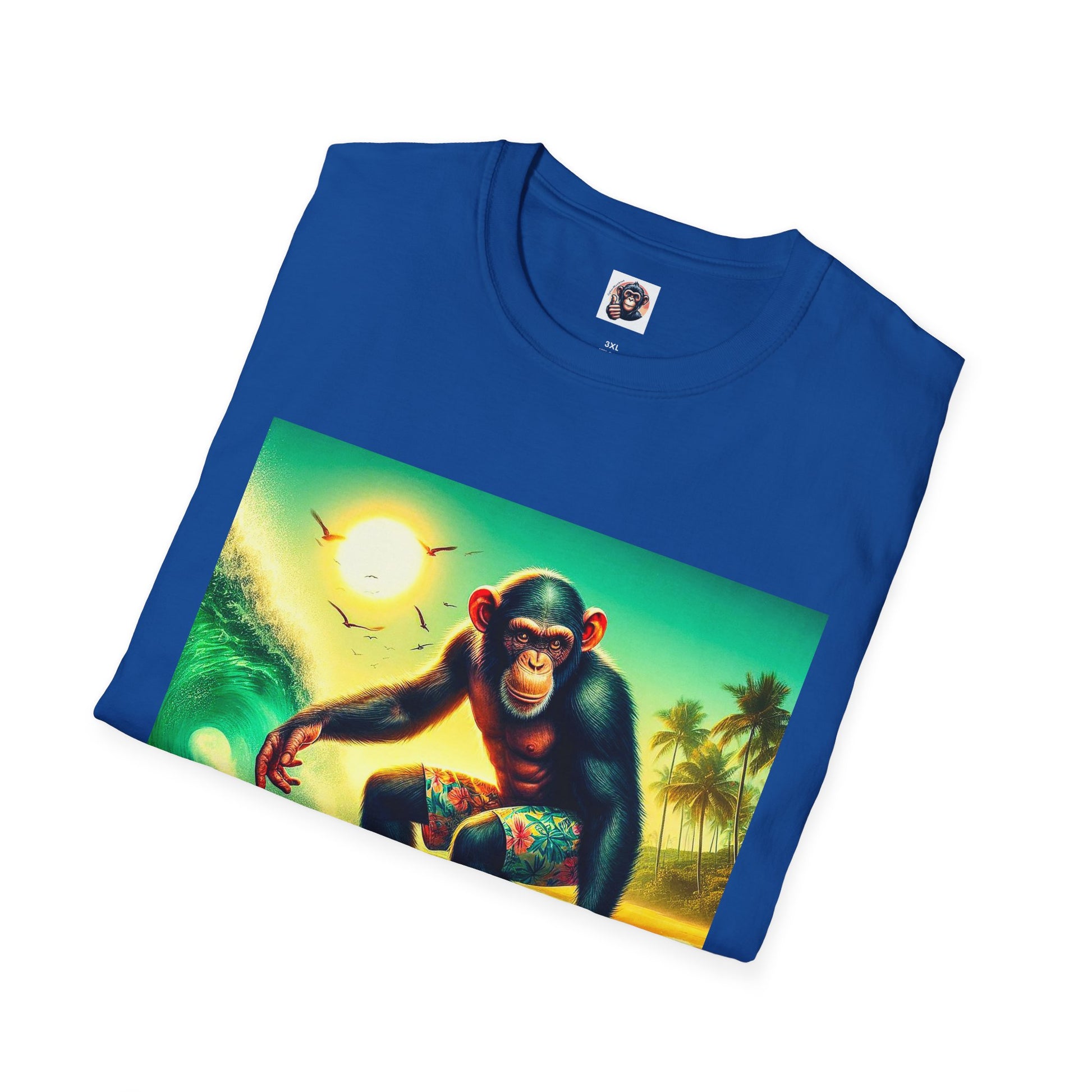 Chimp surfing dude T-Shirt Printify