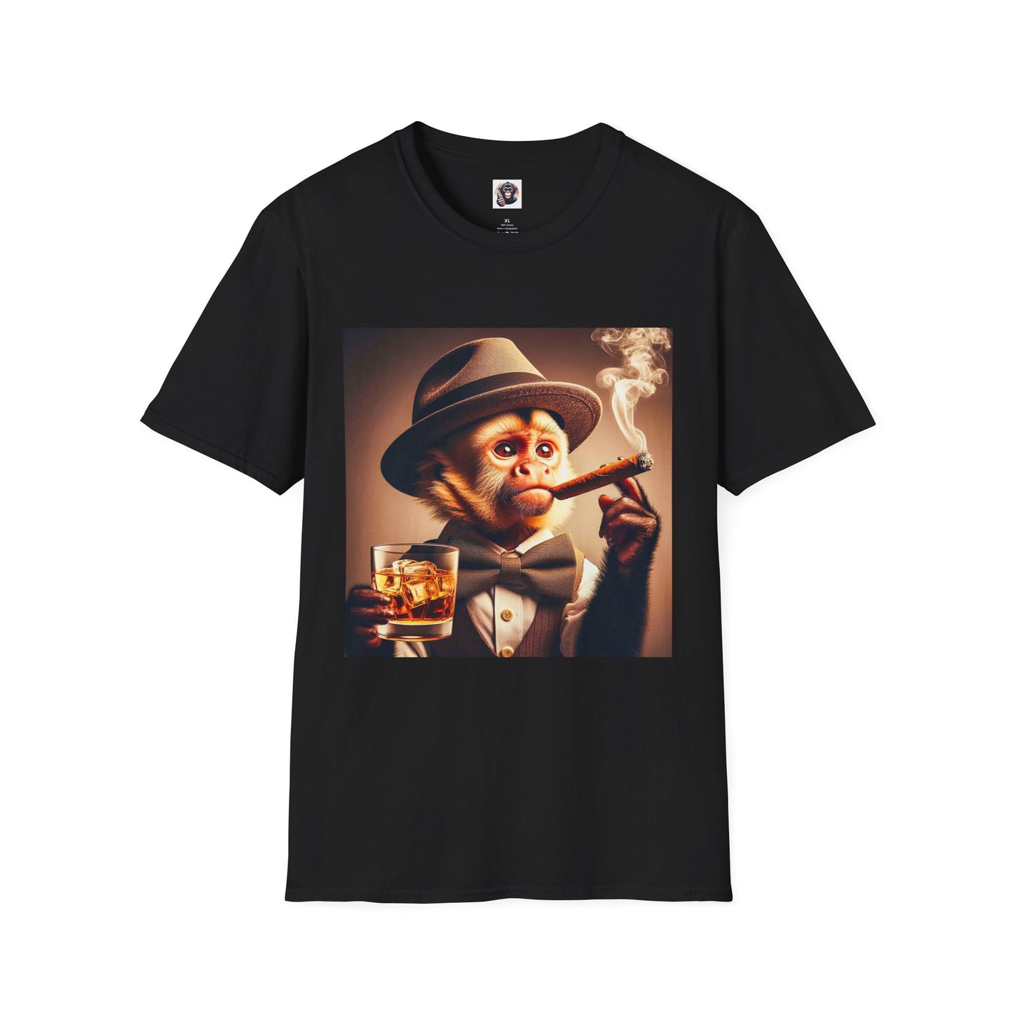 Capuchin Monkey smoking cigar shirt T-Shirt Printify XS Black