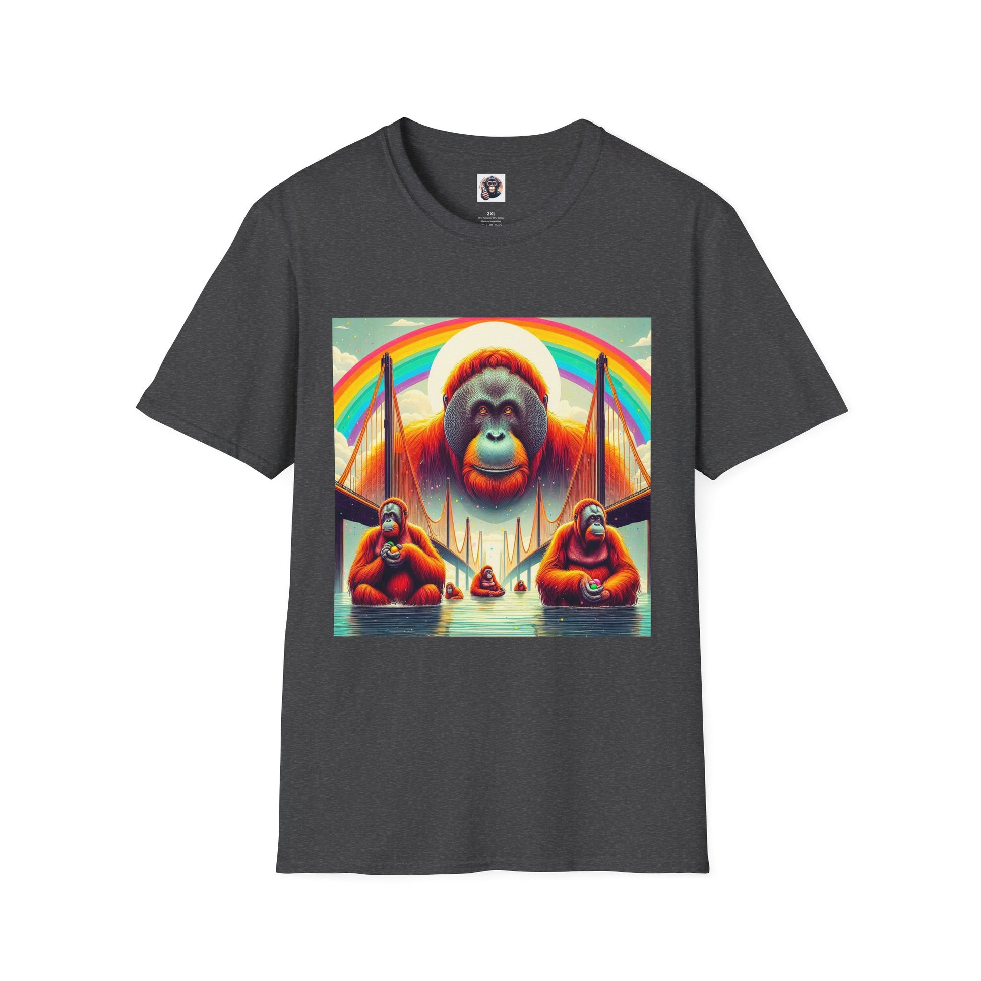 Orangutans rainbow T-Shirt Printify XS Dark Heather