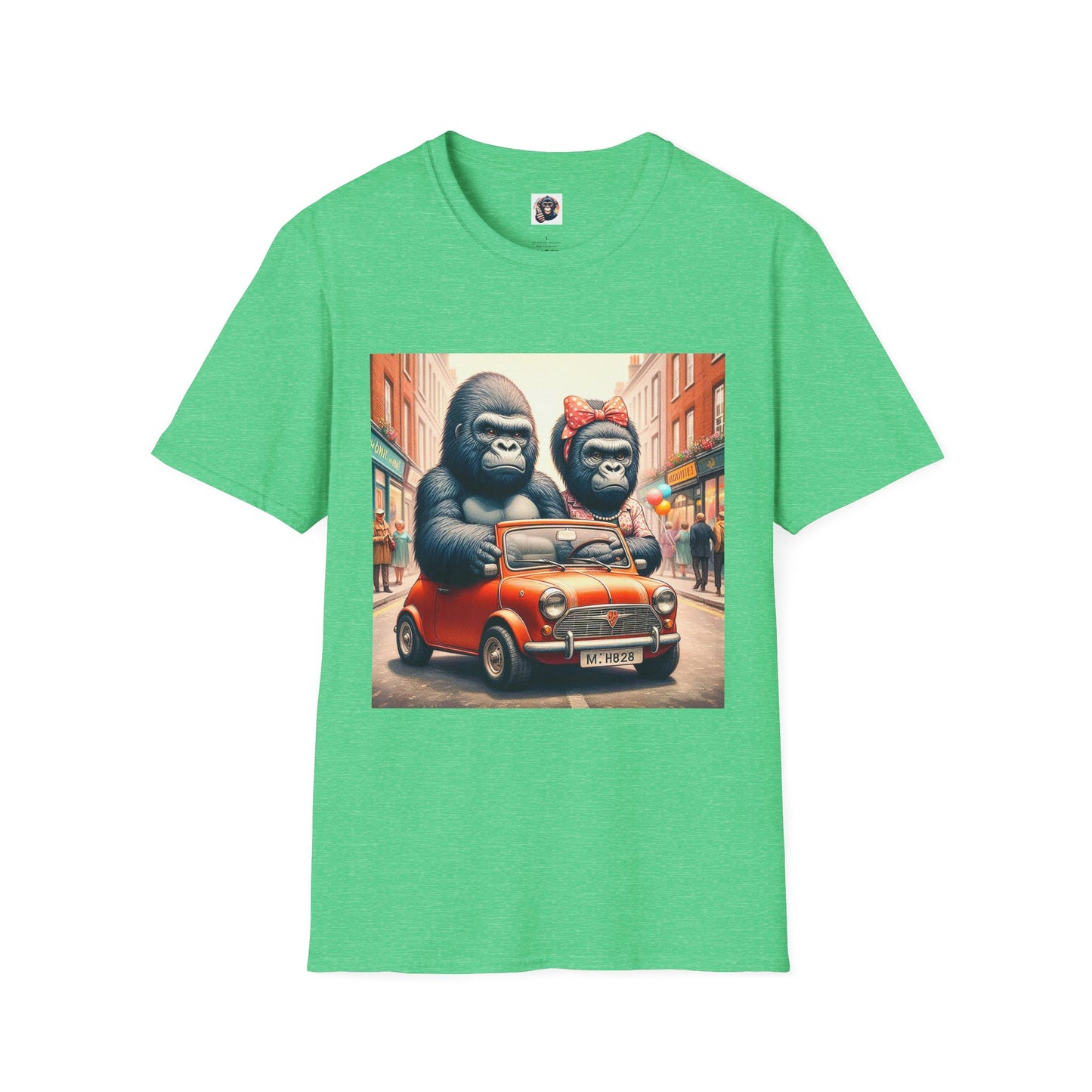 Wacky Gorilla angry drivers T-Shirt Printify S Heather Irish Green