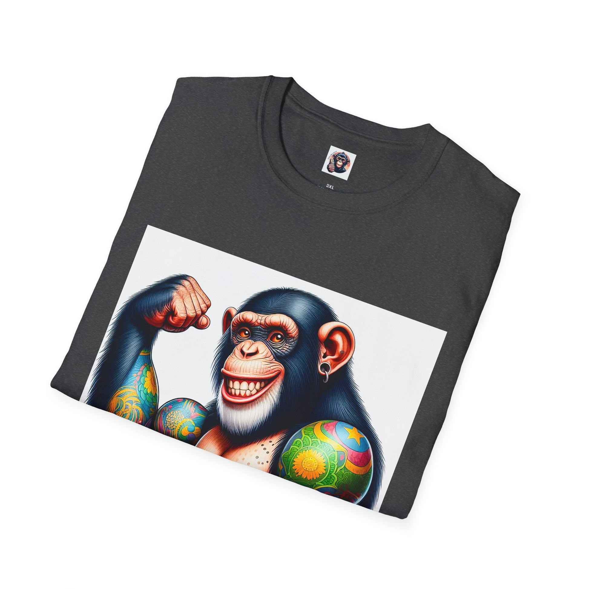 Chimp muscles man T-Shirt Printify