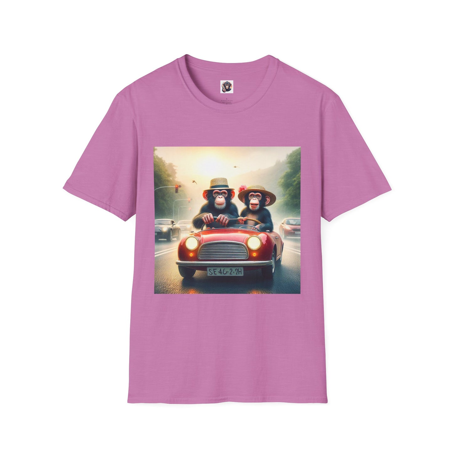 Wacky Chimp red car T-Shirt Printify S Heather Radiant Orchid