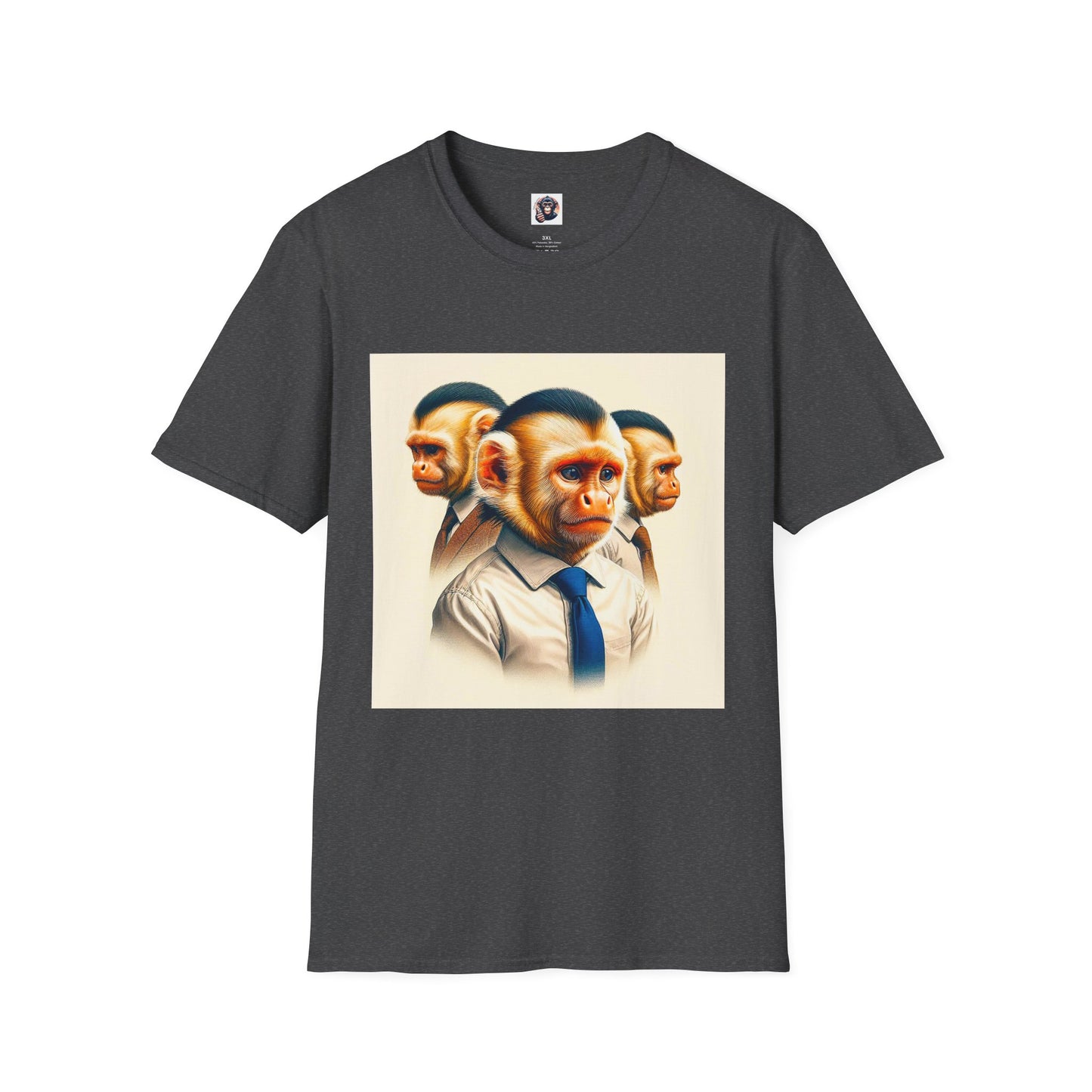 Capuchin Monkey business men T-Shirt Printify XS Dark Heather