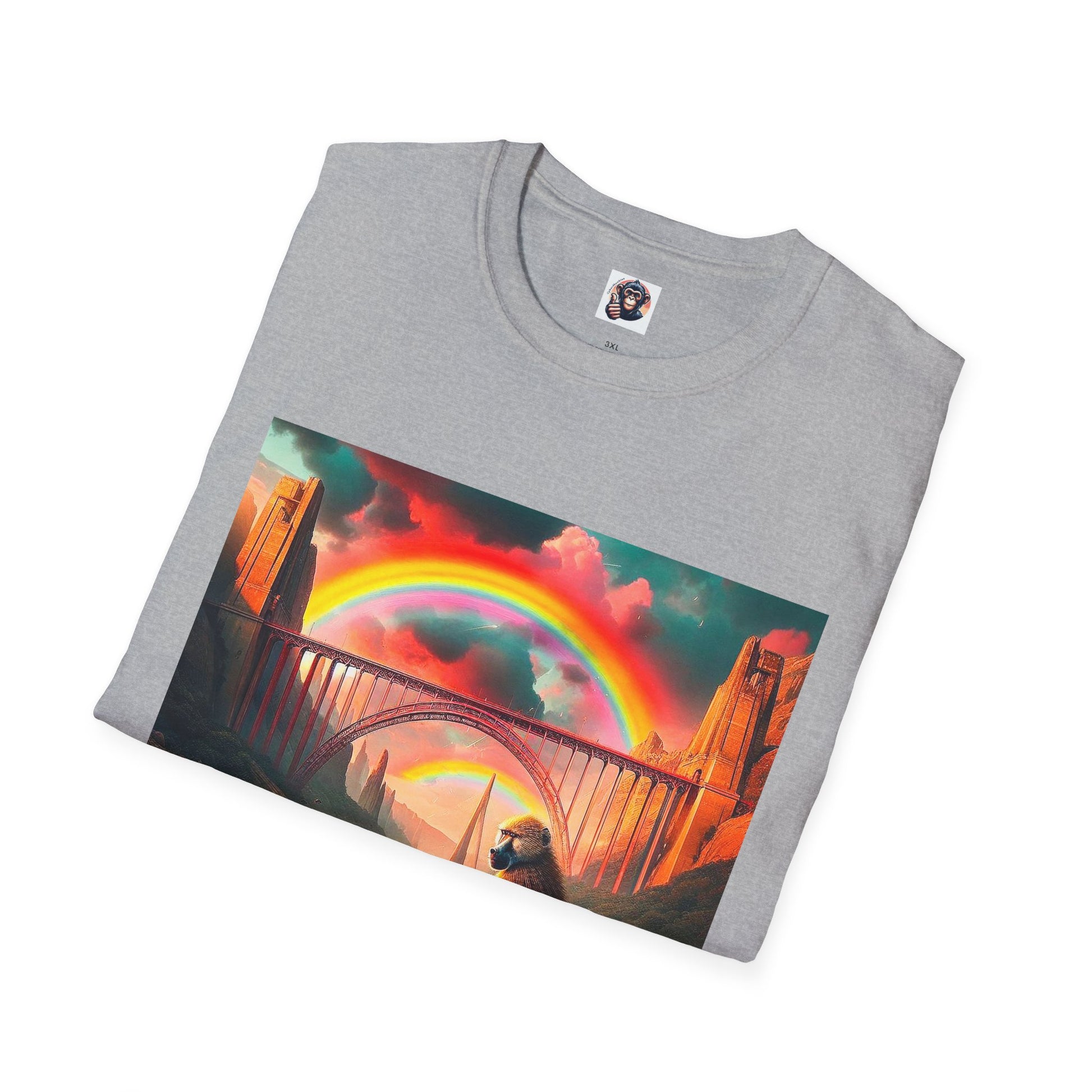 Baboon rainbow bridge T-Shirt Printify