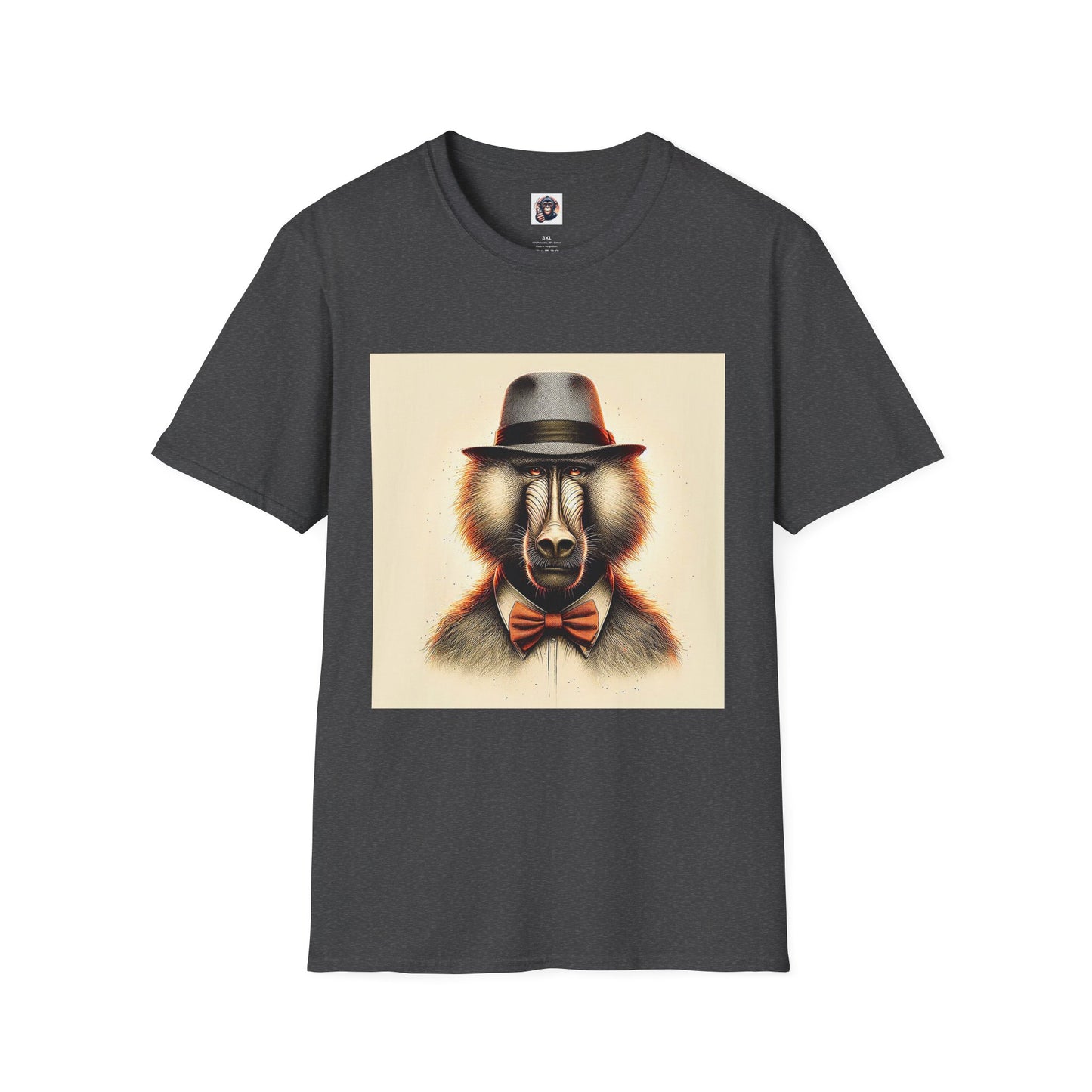 Baboon bow tie cutie T-Shirt Printify XS Dark Heather