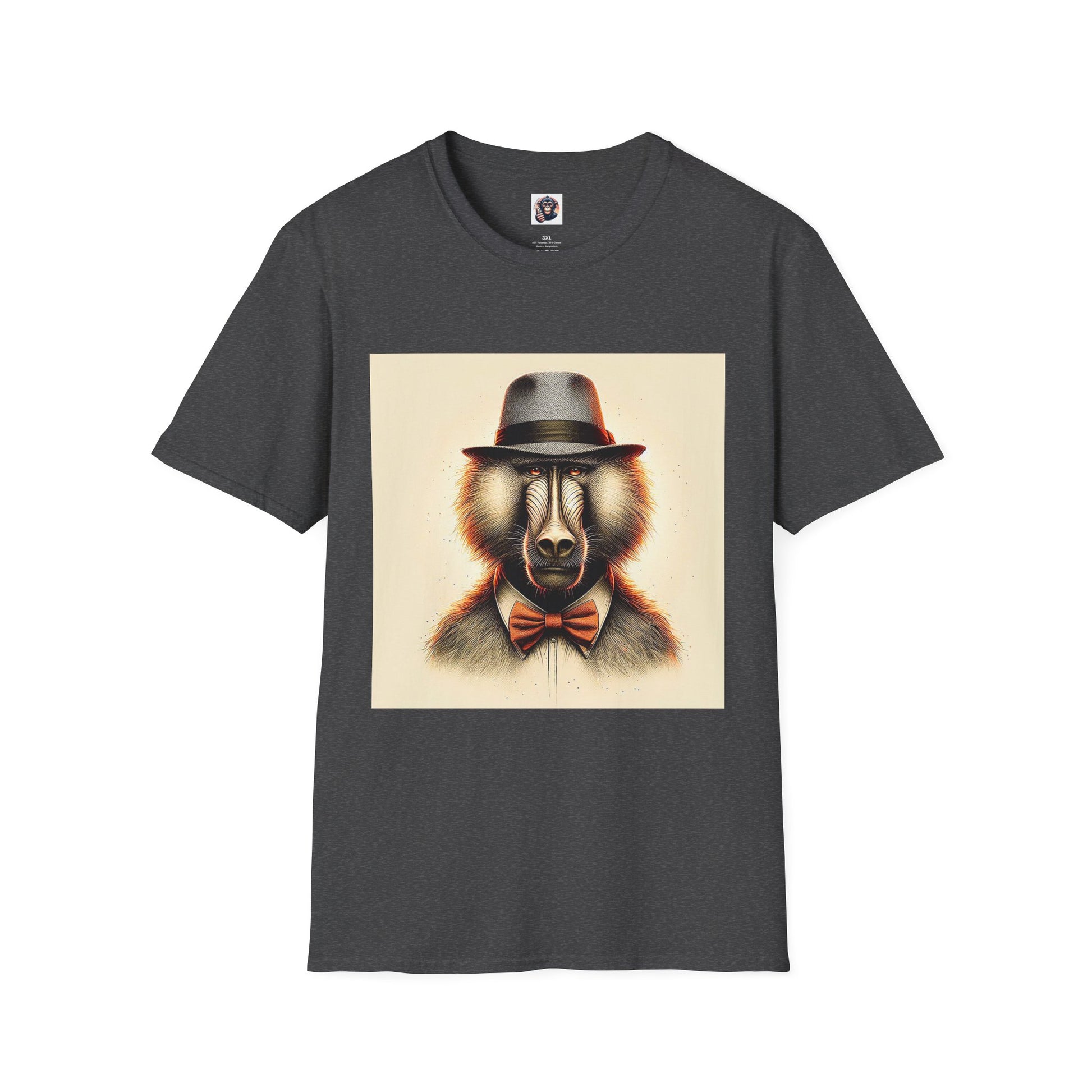 Baboon bow tie cutie T-Shirt Printify XS Dark Heather