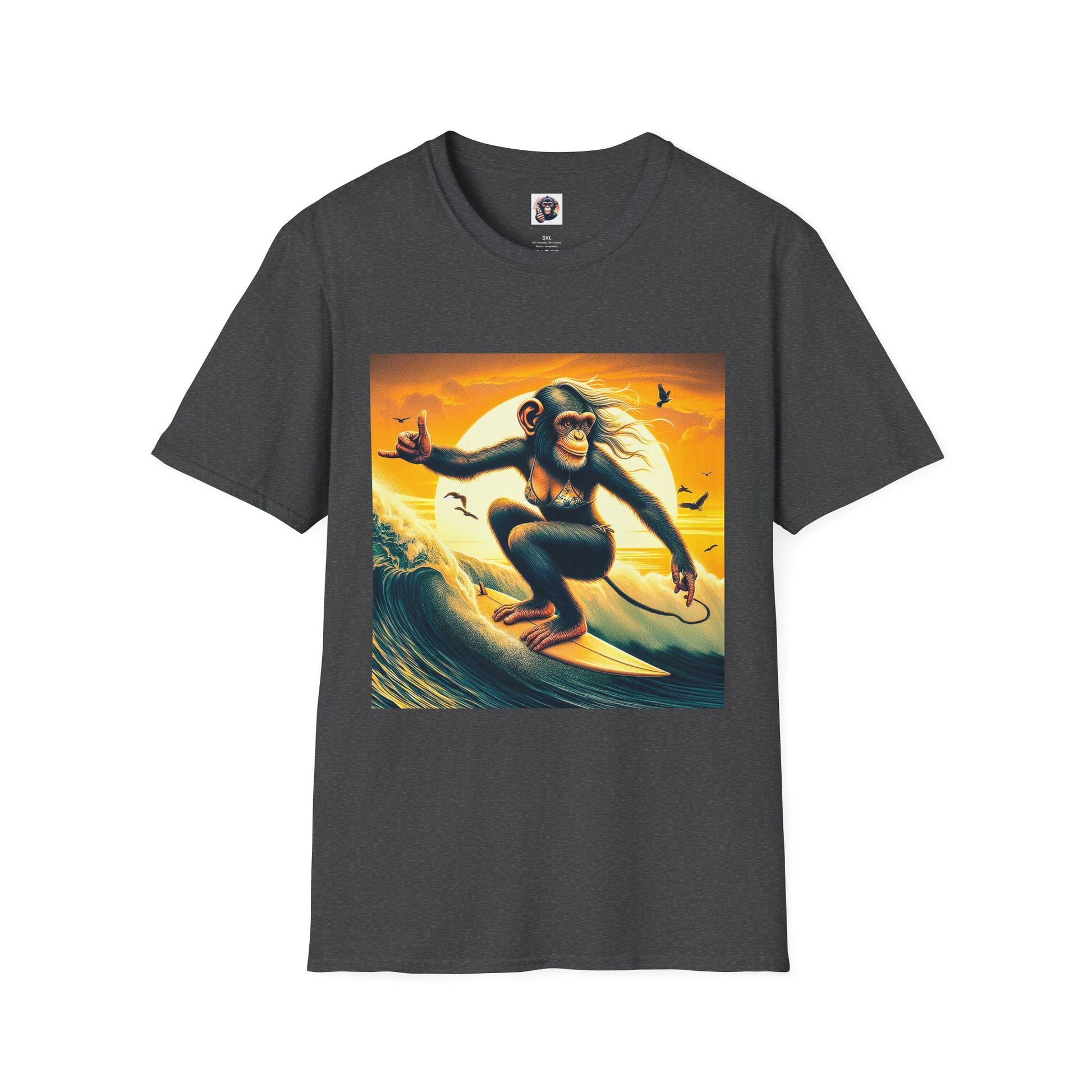 Chimp surfing queen T-Shirt Printify XS Dark Heather