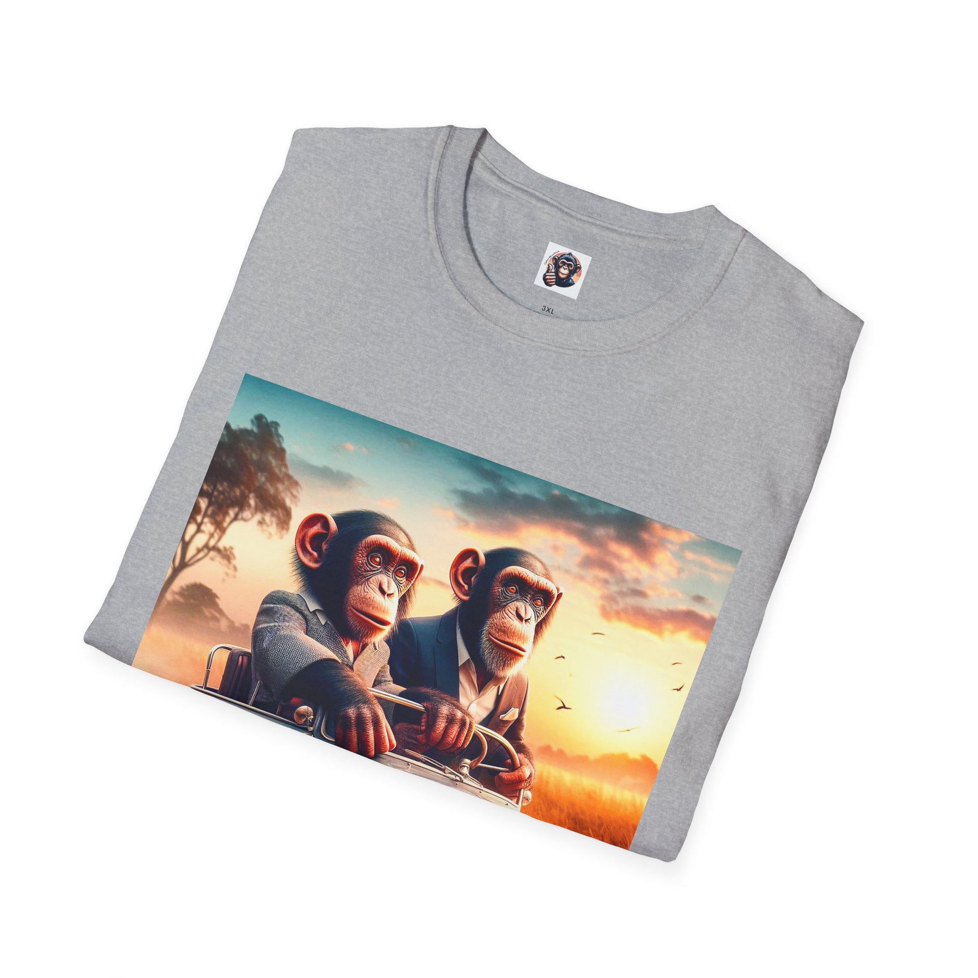 Wacky Bonobo blue car T-Shirt Printify