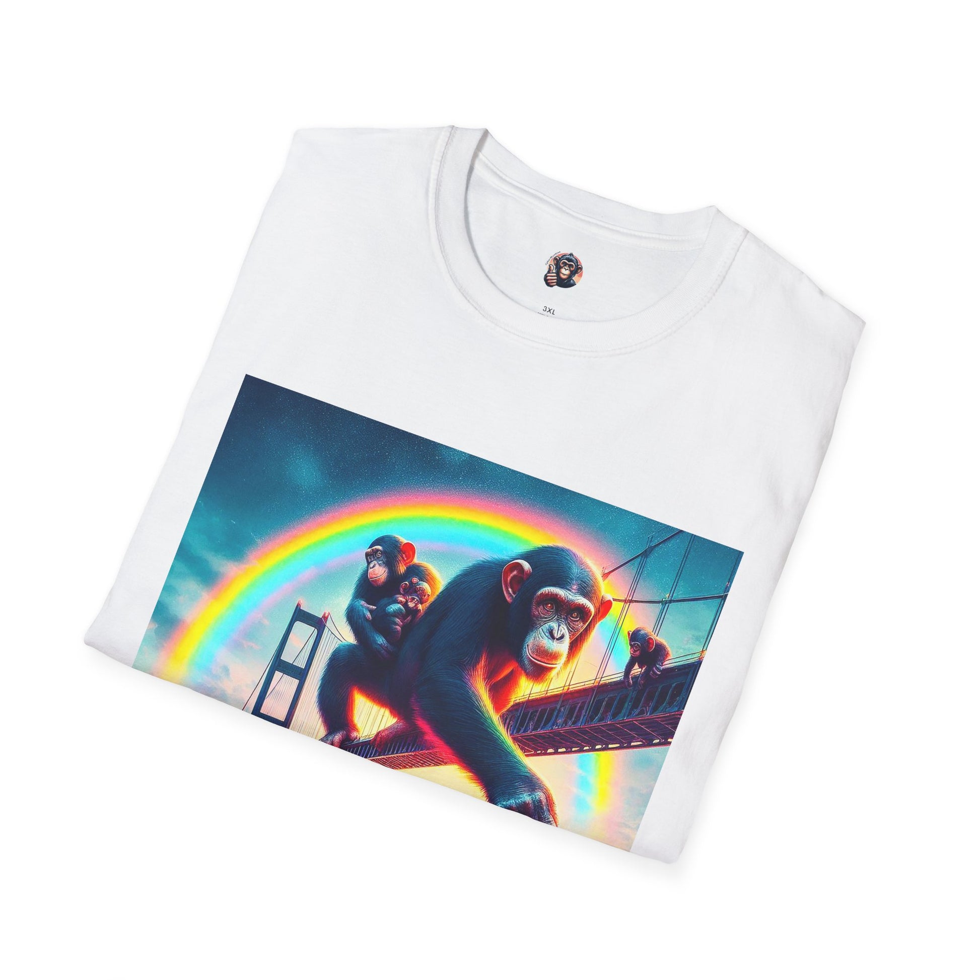Bonobo rainbow and clouds T-Shirt Printify