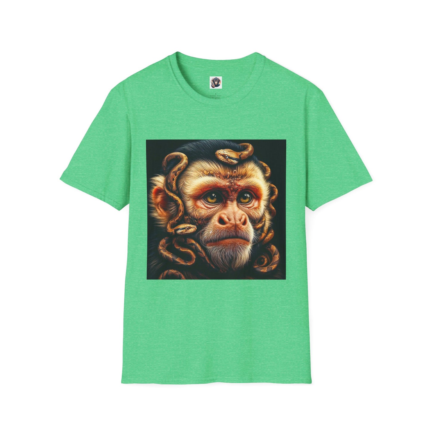 Capuchin Monkey snake hair shirt T-Shirt Printify S Heather Irish Green
