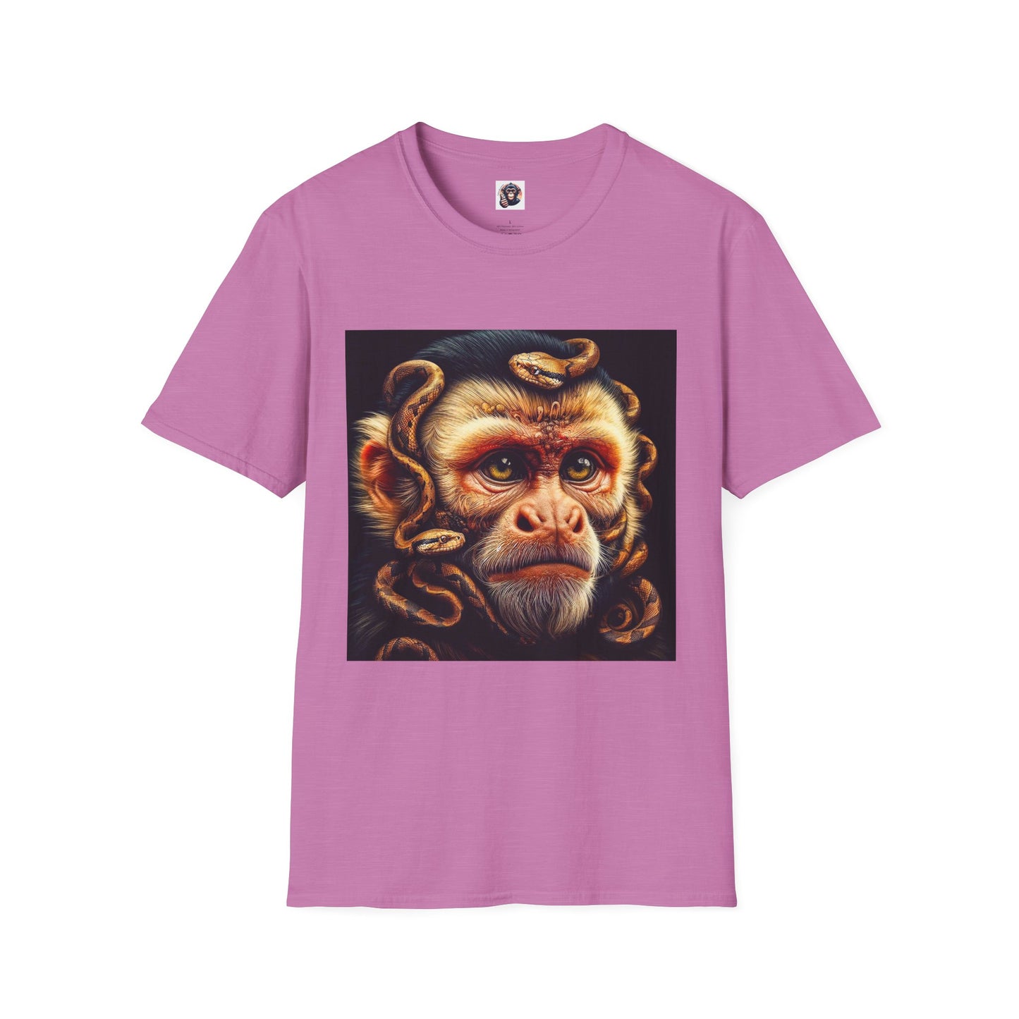 Capuchin Monkey snake hair shirt T-Shirt Printify S Heather Radiant Orchid