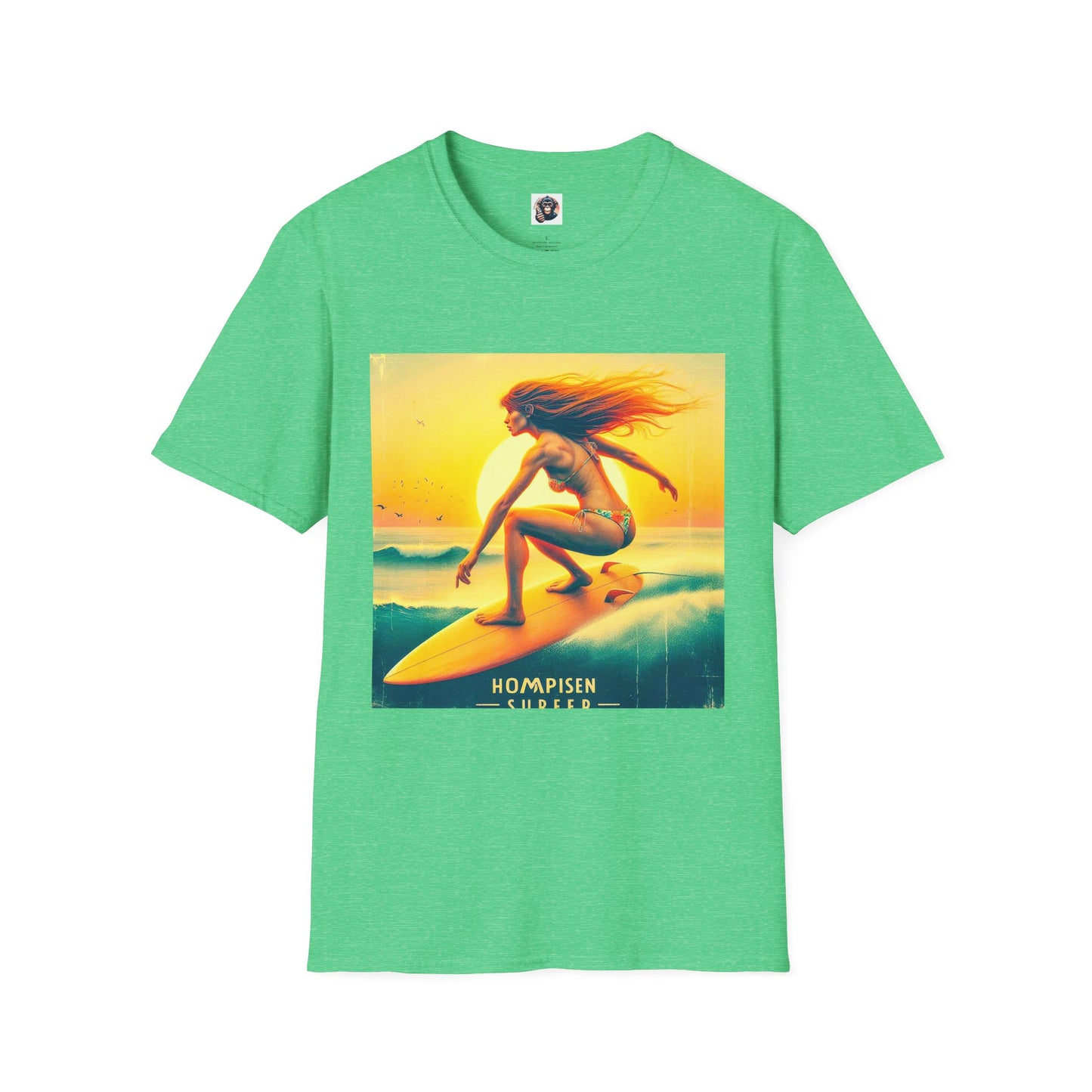Homo Sapiens beach surfer T-Shirt Printify S Heather Irish Green