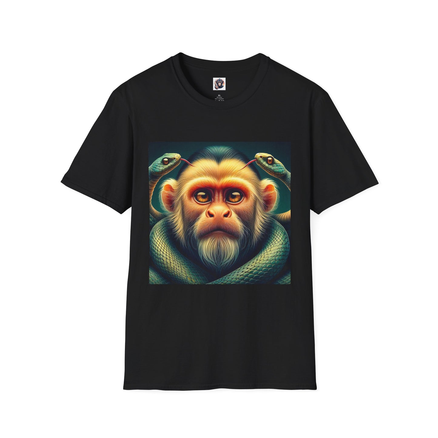 Capuchin Monkey scary snakes shirt T-Shirt Printify XS Black