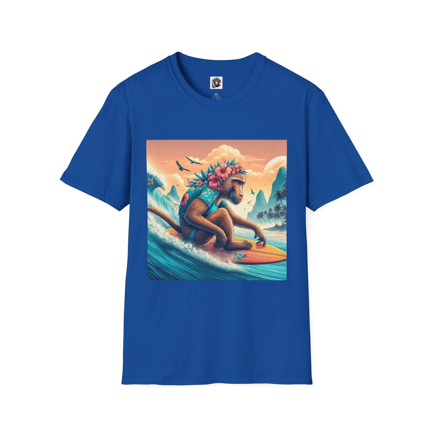 Baboon surfer dude T-Shirt Printify XS Royal