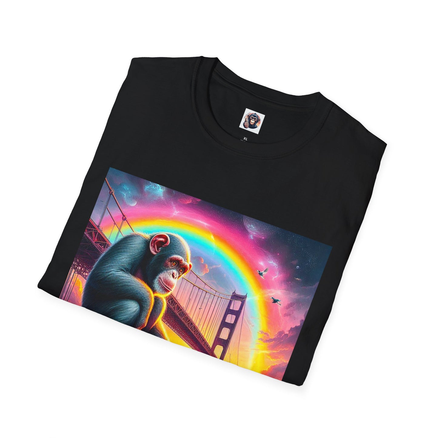 Chimp rainbow bridge T-Shirt Printify