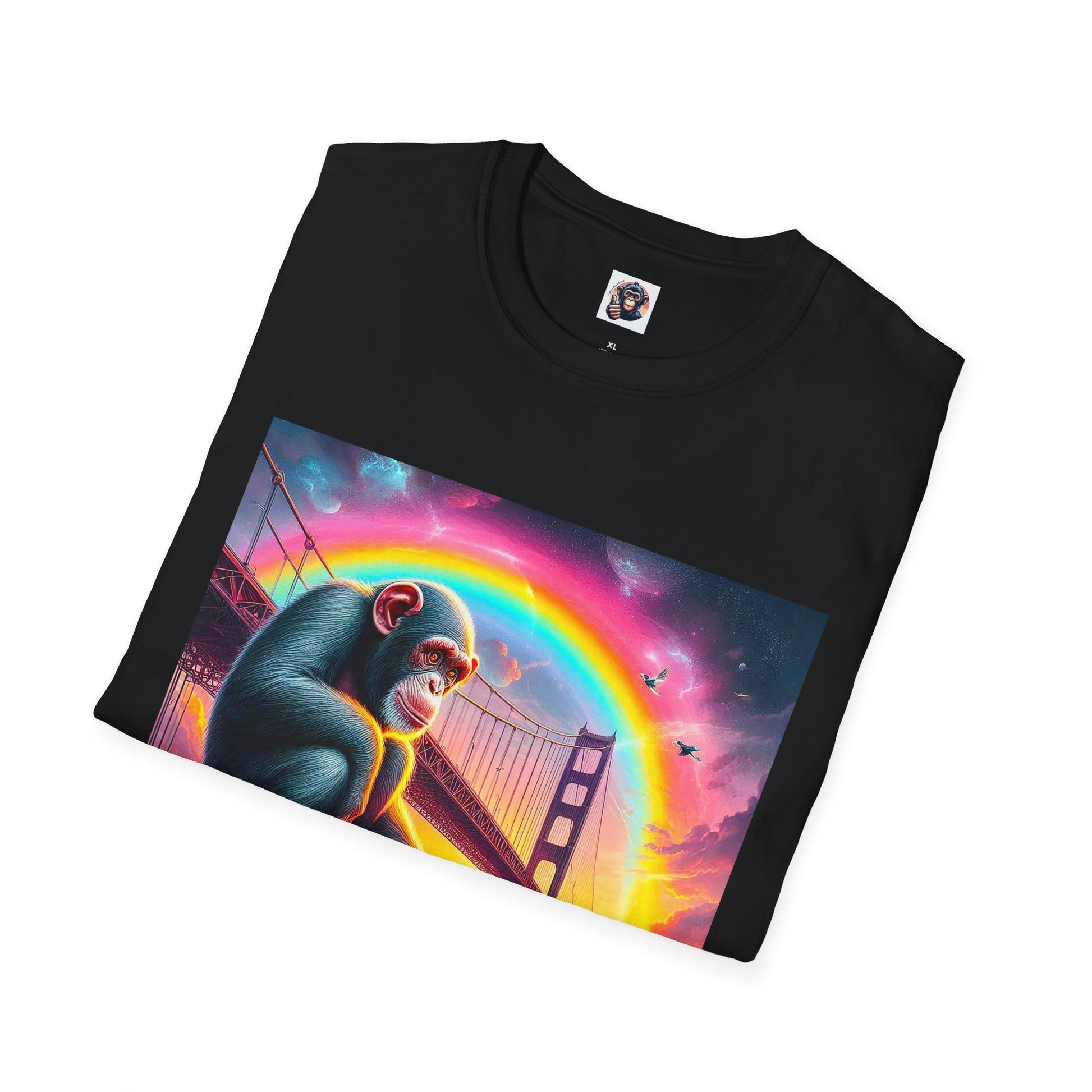 Chimp rainbow bridge T-Shirt Printify