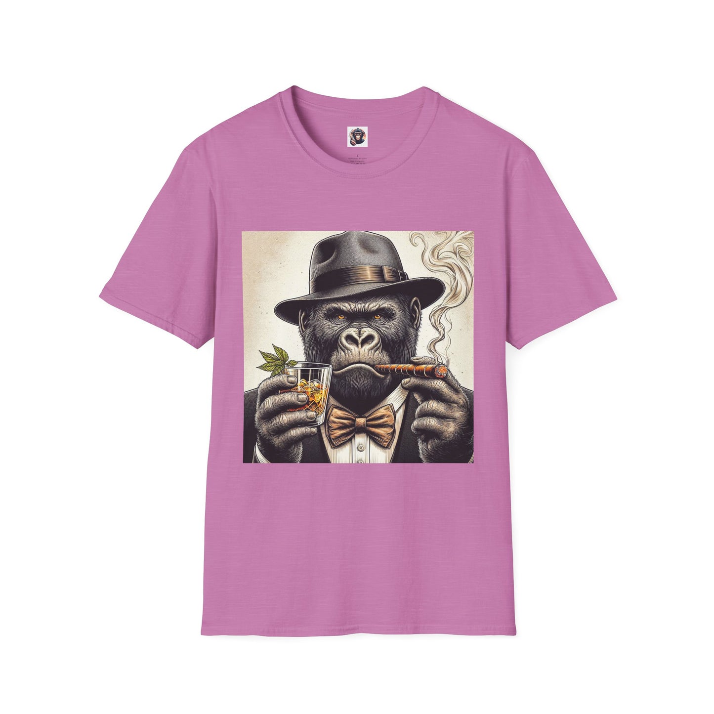 Gorilla whiskey and cigars T-Shirt Printify S Heather Radiant Orchid
