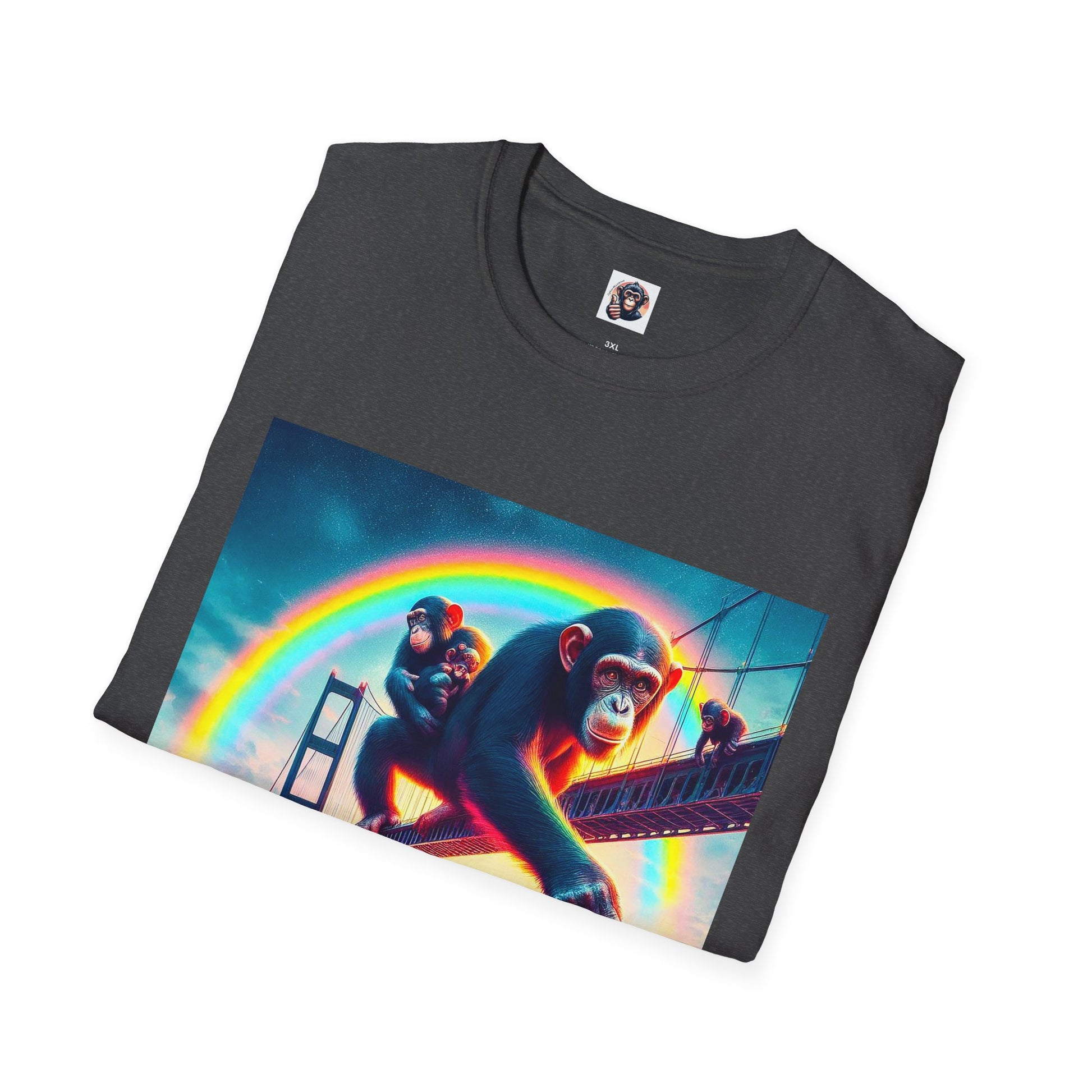 Bonobo rainbow and clouds T-Shirt Printify