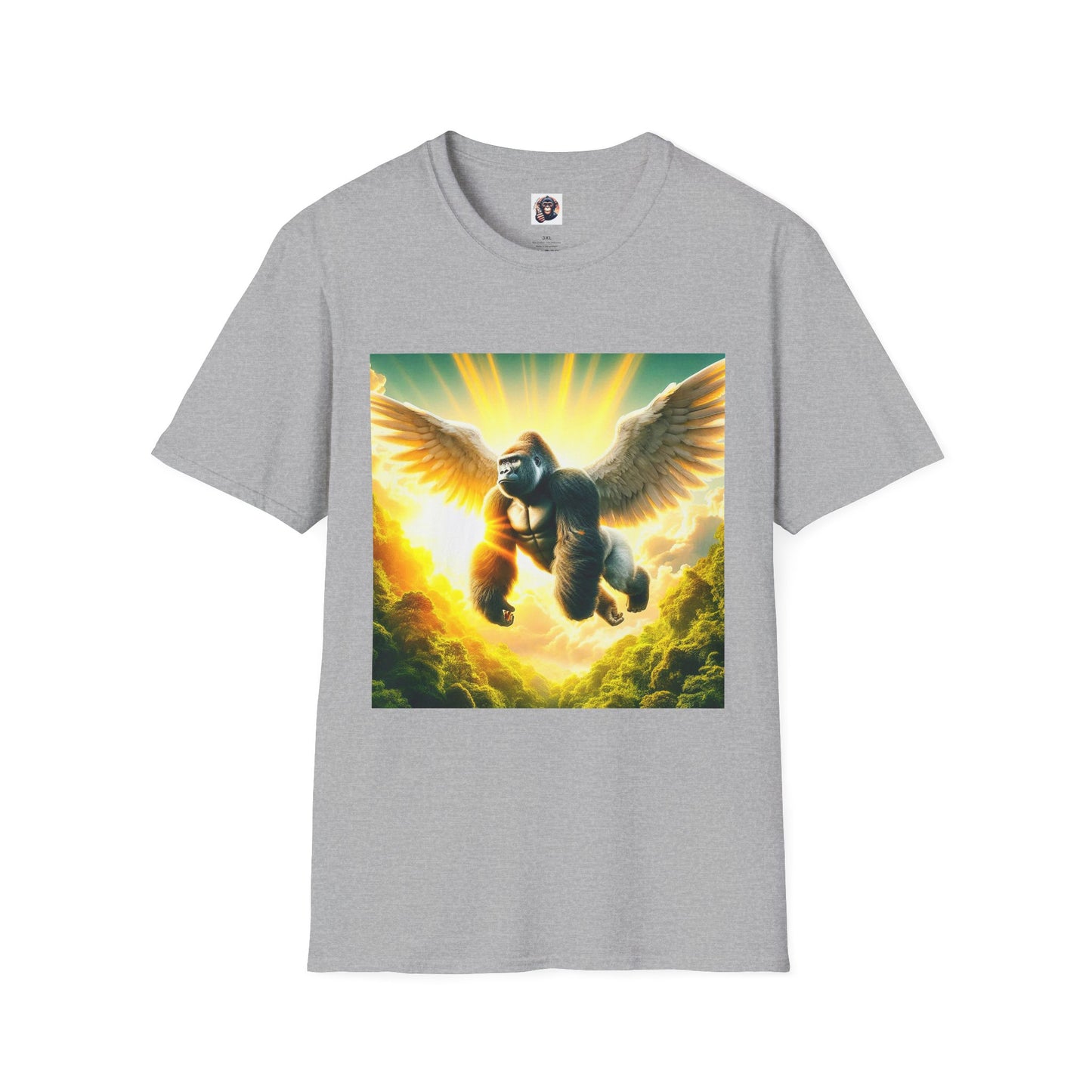 Gorilla flying T-Shirt Printify XS Sport Grey