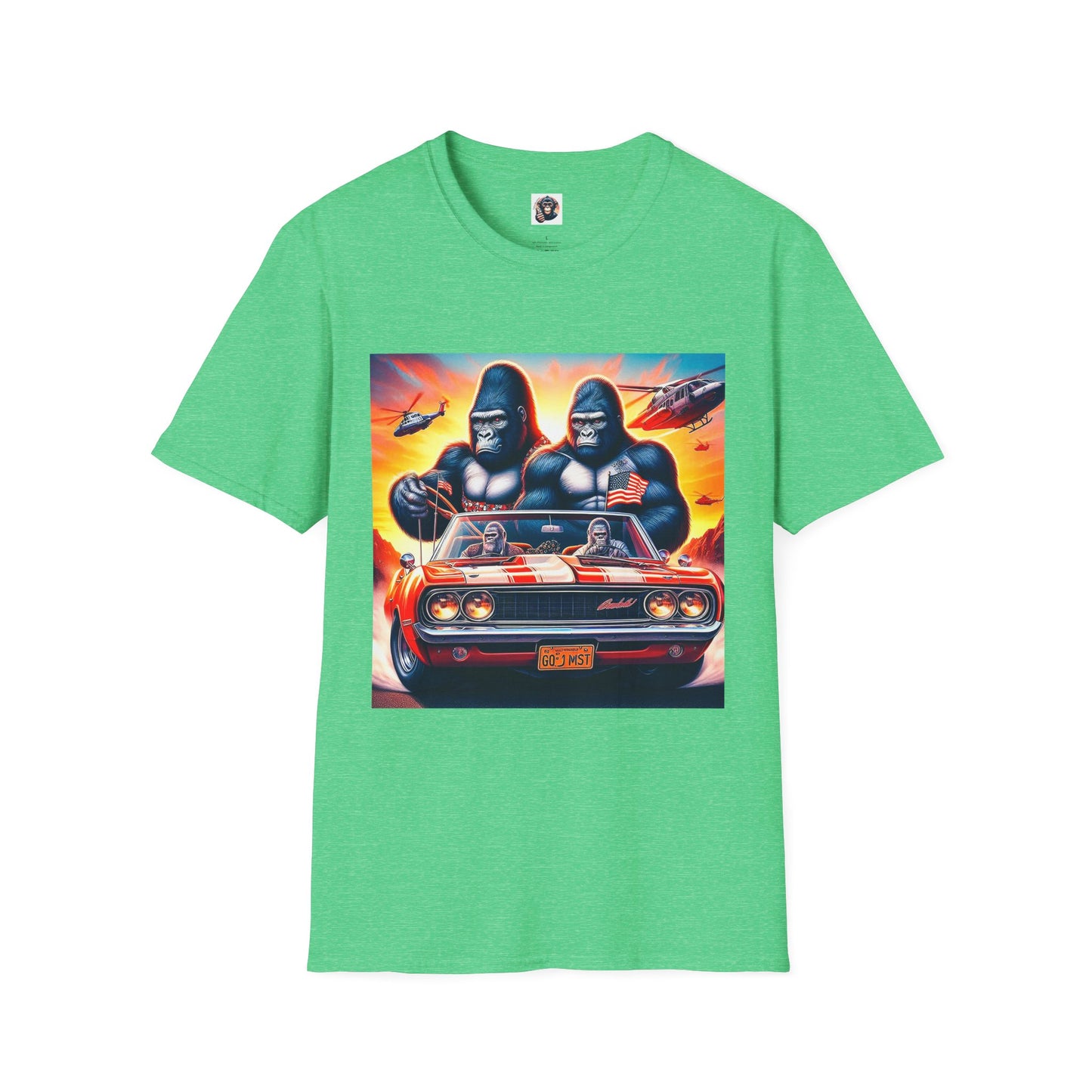 Gorilla red car T-Shirt Printify S Heather Irish Green