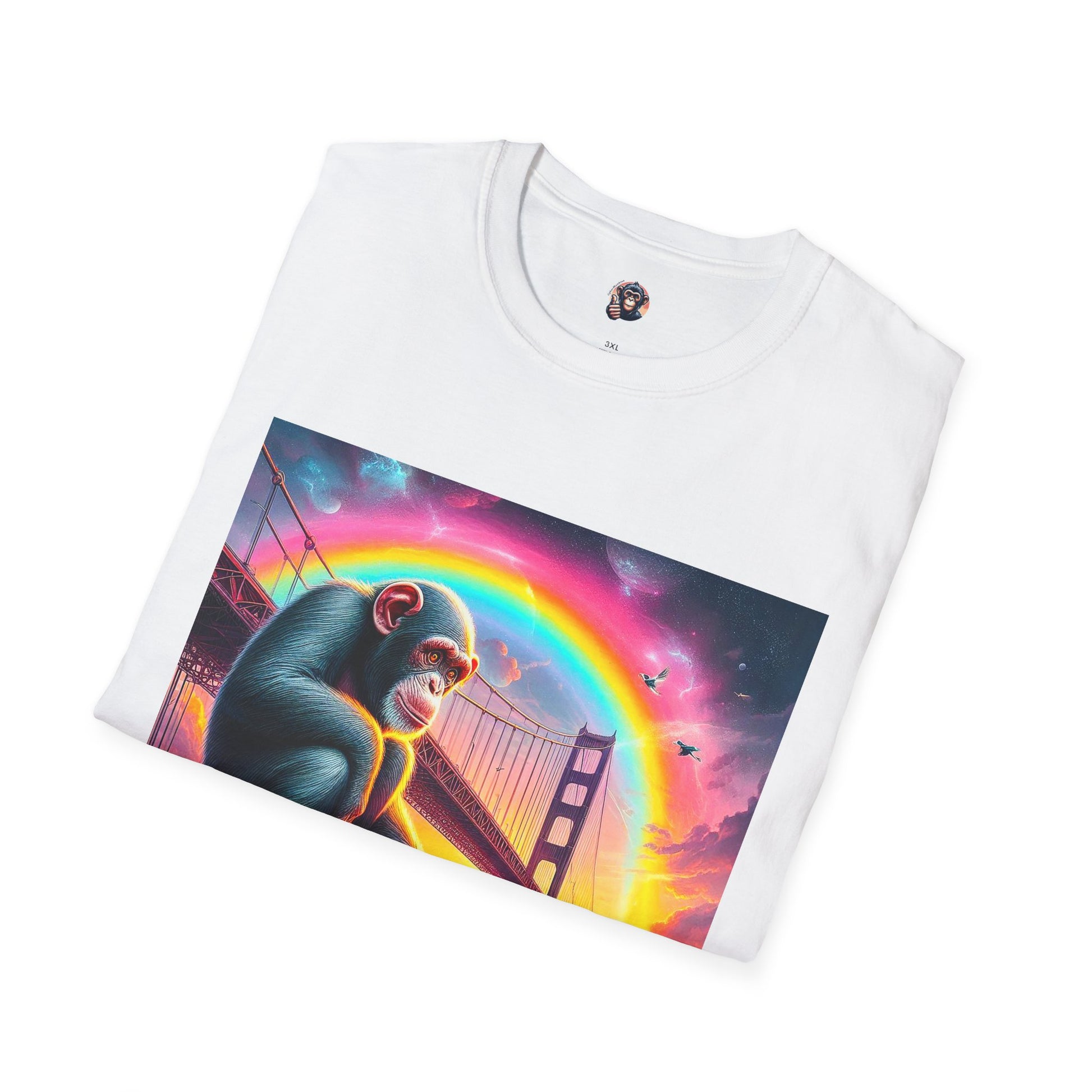 Chimp rainbow bridge T-Shirt Printify