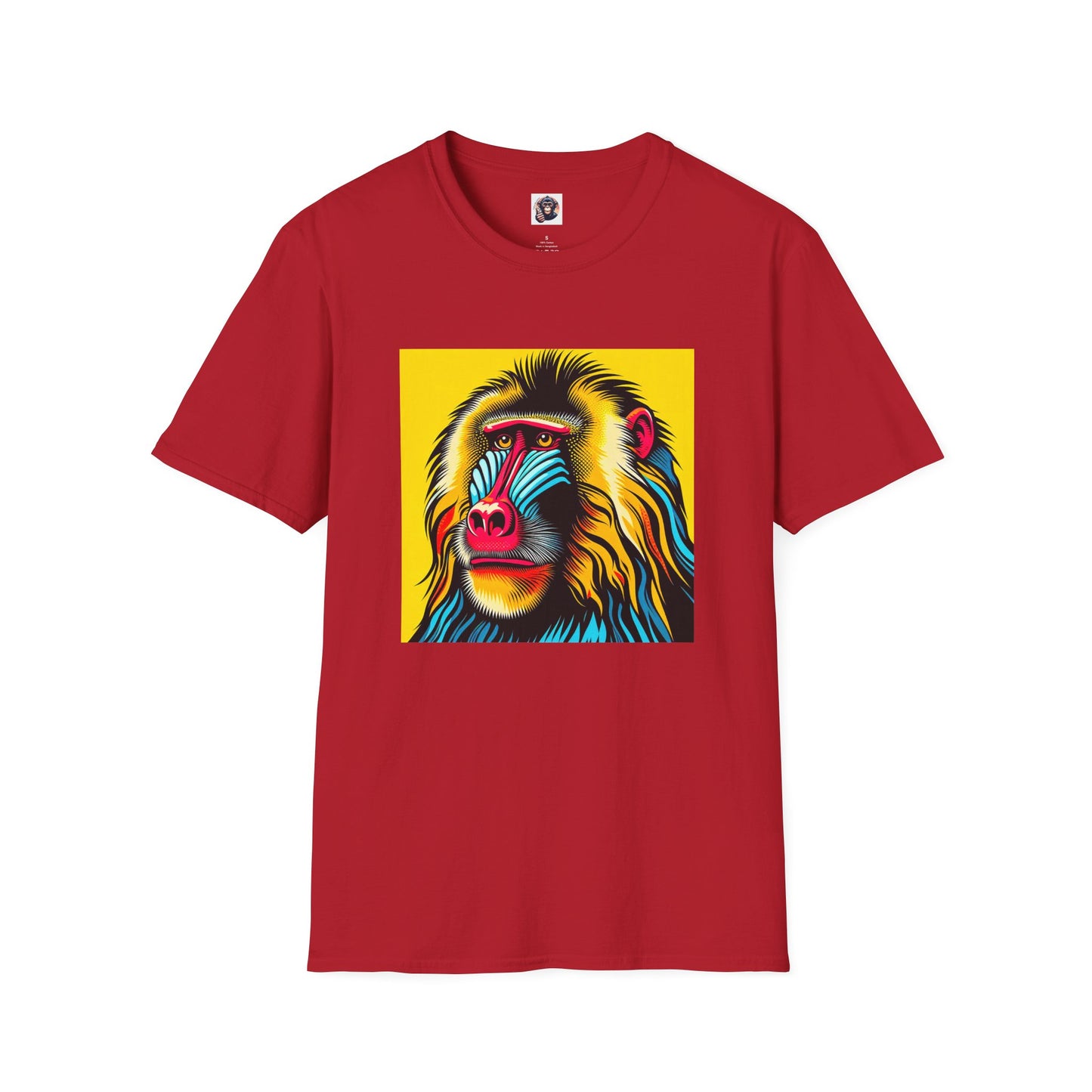 Baboon colorful T-Shirt Printify S Cherry Red