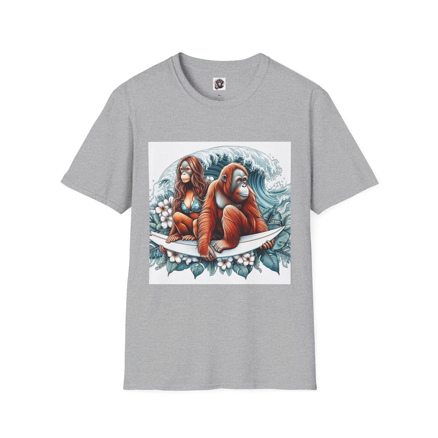 Orangutans surfing T-Shirt Printify XS Sport Grey