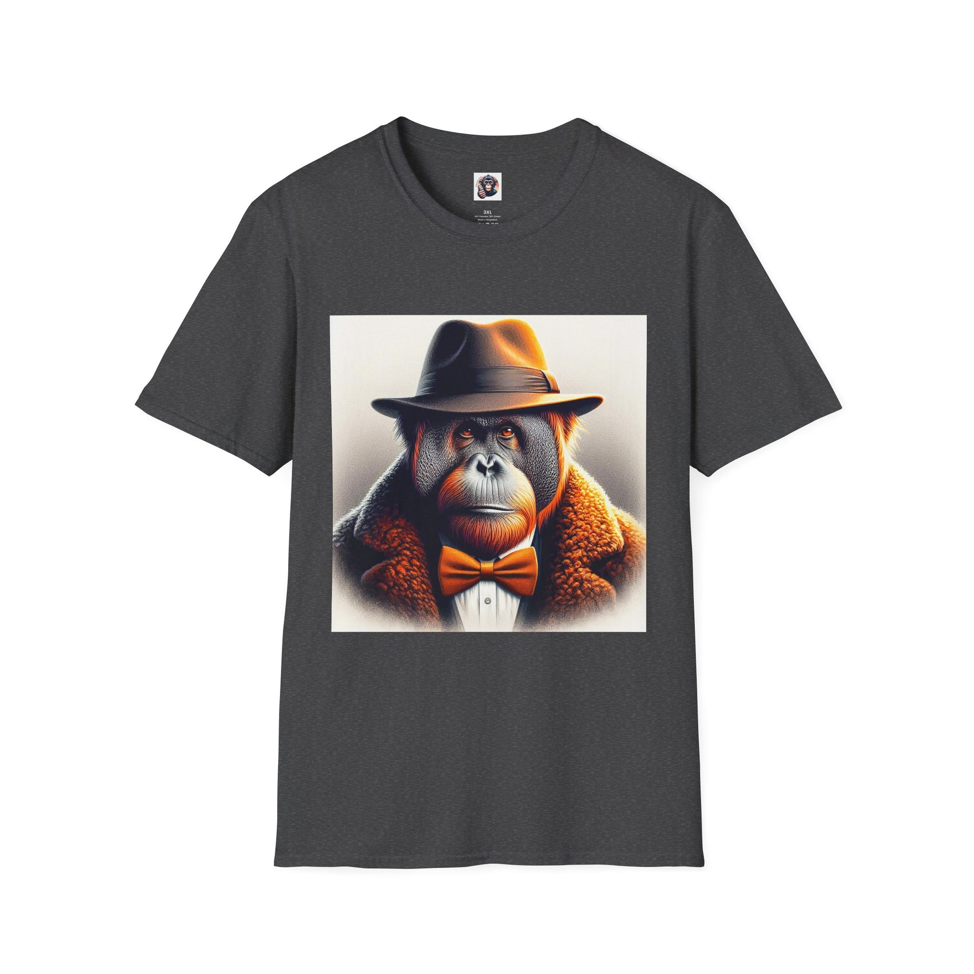 Orangutans hat and tie T-Shirt Printify XS Dark Heather