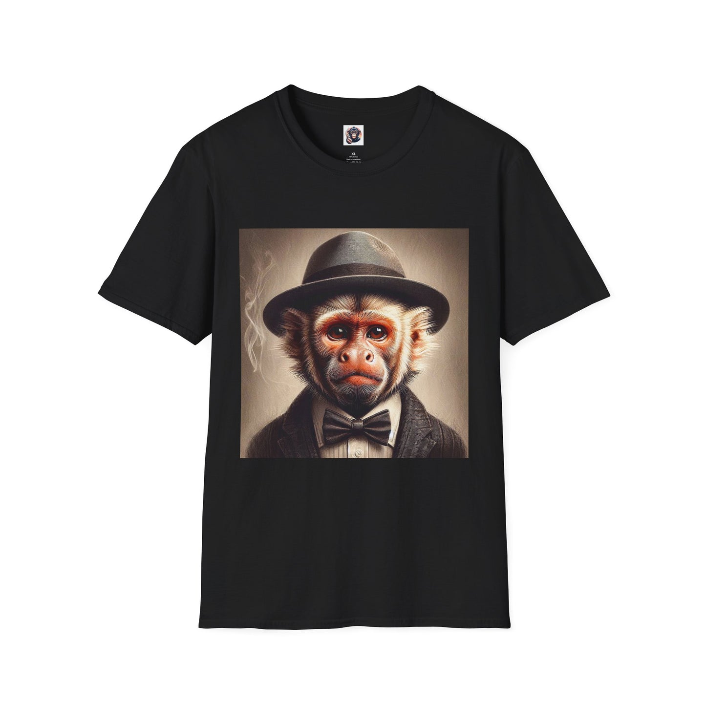 Capuchin Monkey suit and tie shirt T-Shirt Printify XS Black