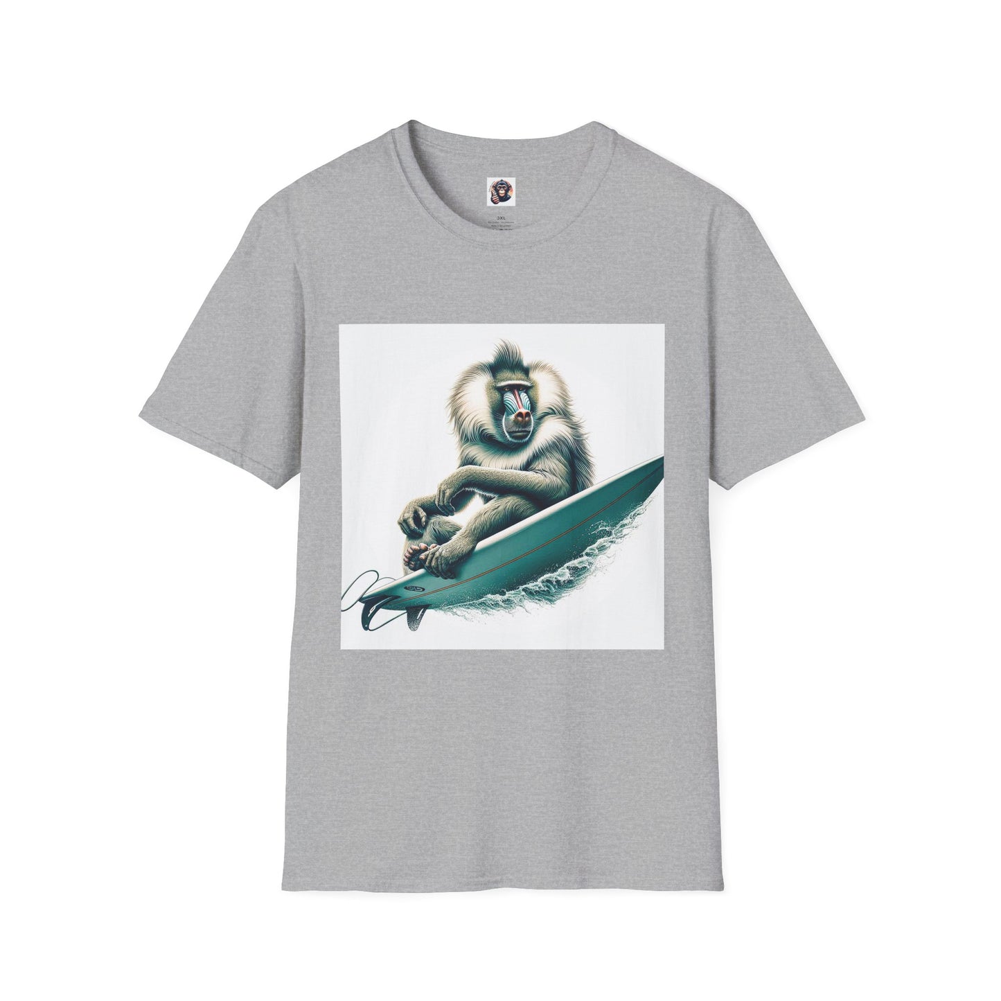 Baboon surfer T-Shirt Printify XS Sport Grey