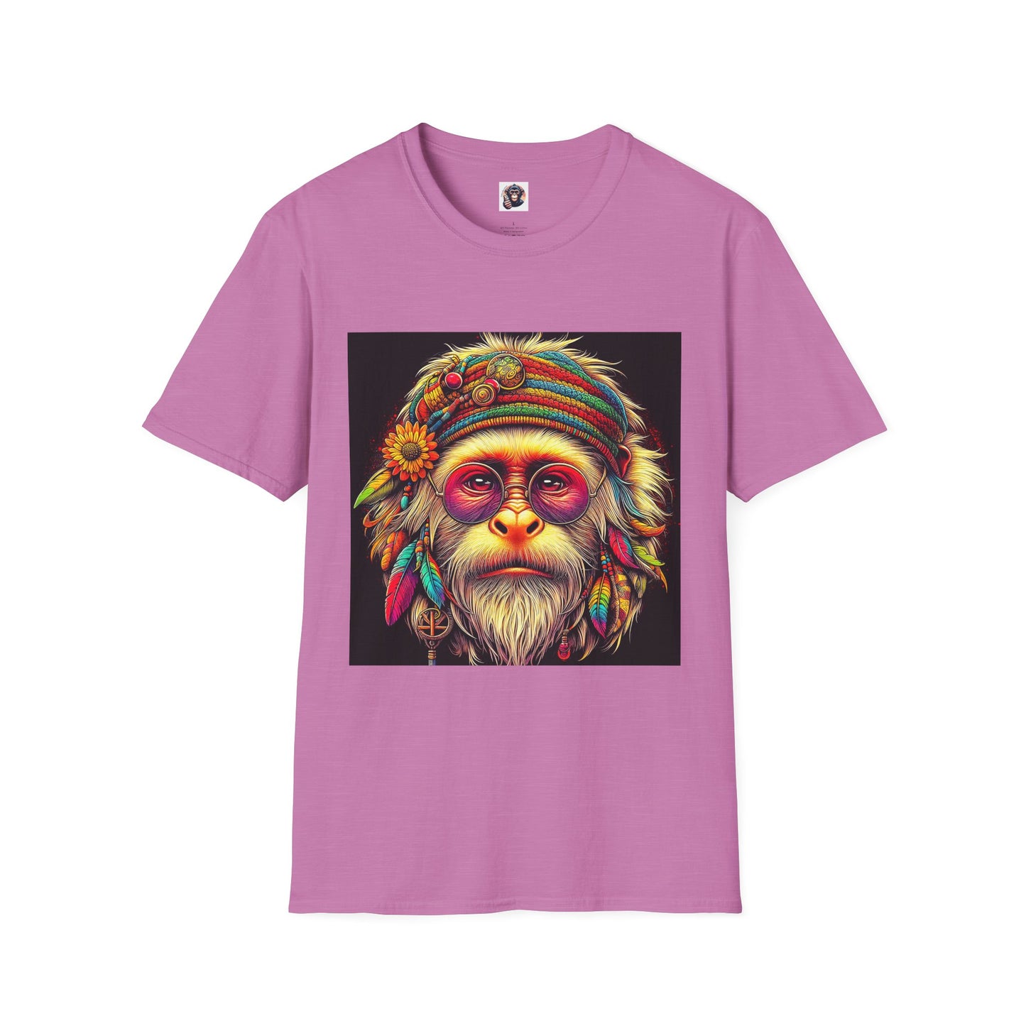 Capuchin Monkey 70s hippie T-Shirt Printify S Heather Radiant Orchid