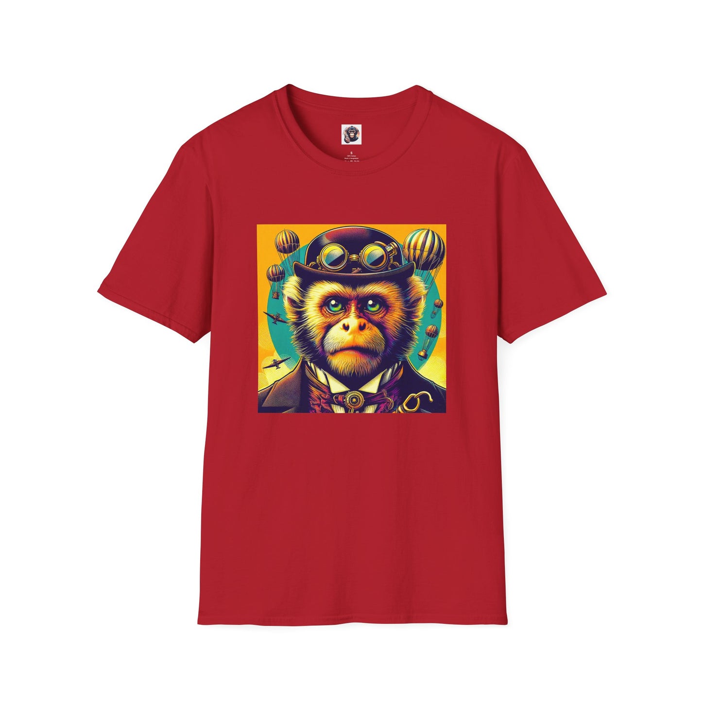 Capuchin Monkey steam punk shirt T-Shirt Printify S Cherry Red