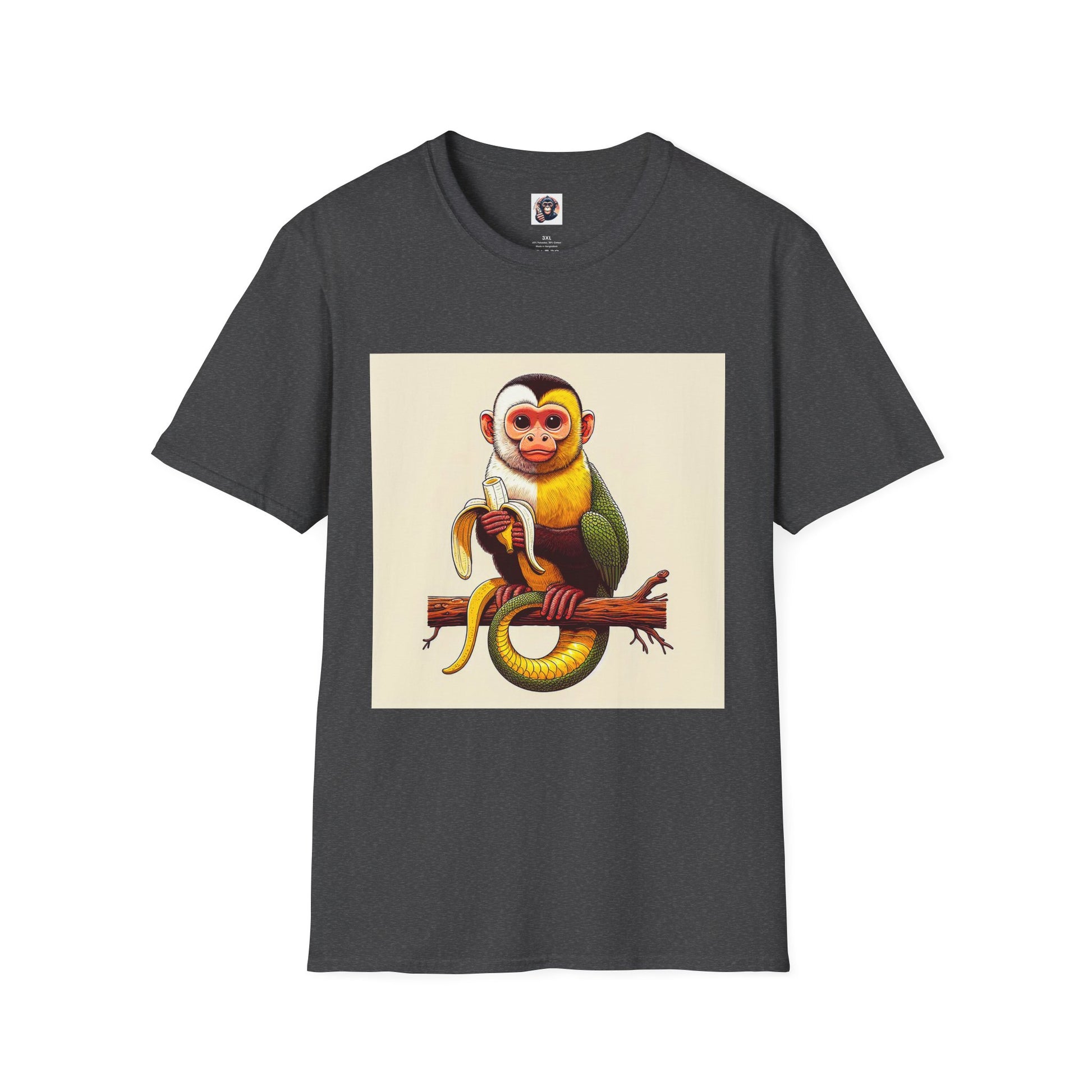 Capuchin Monkey banana eating shirt T-Shirt Printify XS Dark Heather