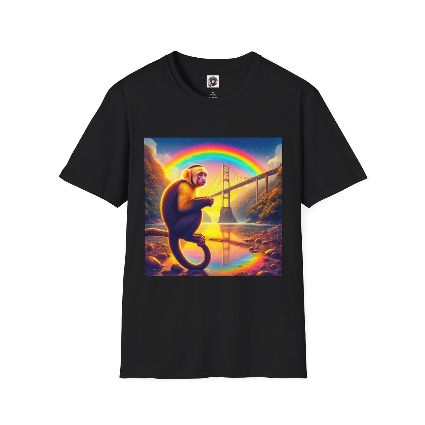 Capuchin Monkey rainbow bridge shirt T-Shirt Printify XS Black