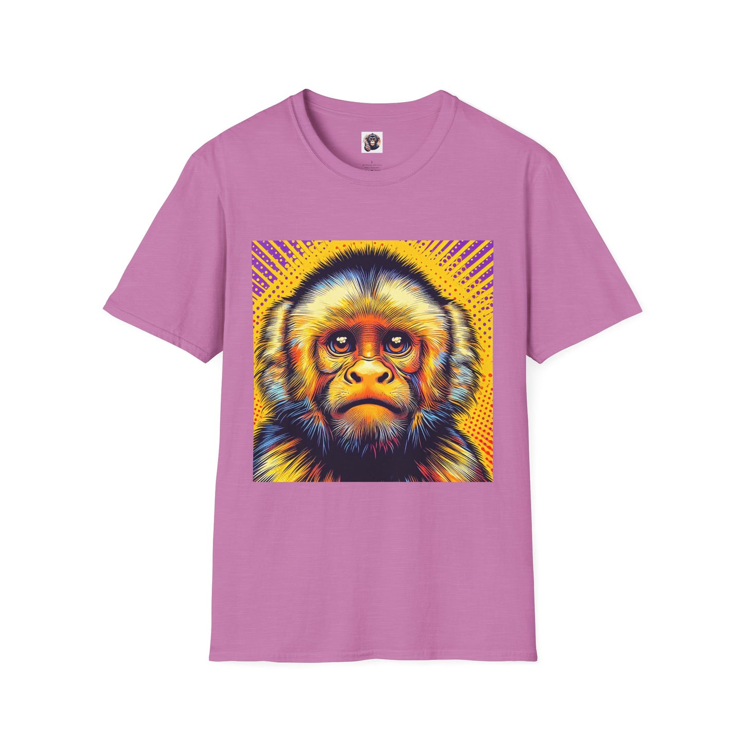 Capuchin Monkey yellow T-Shirt Printify S Heather Radiant Orchid
