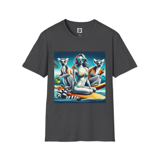 Lemurs surfing T-Shirt Printify XS Dark Heather