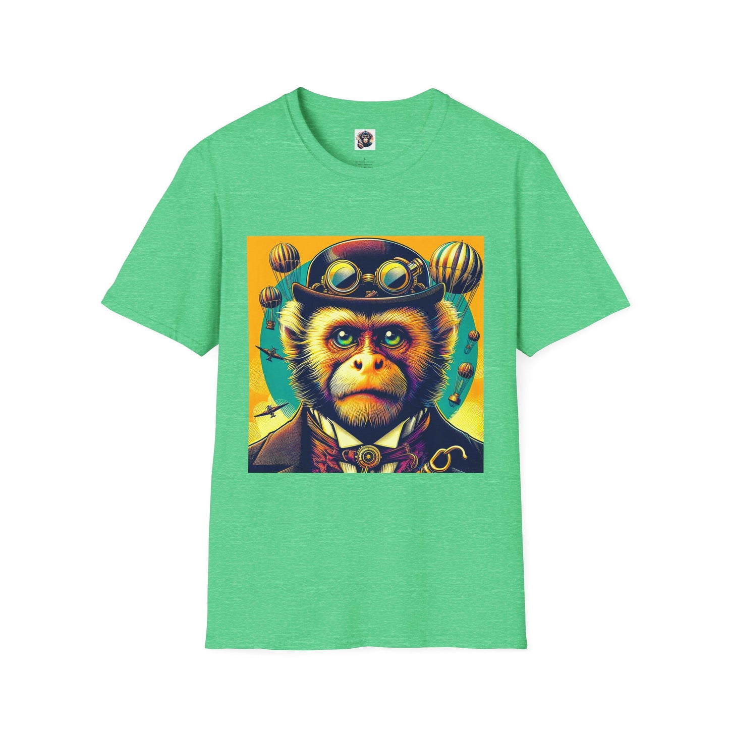 Capuchin Monkey steam punk shirt T-Shirt Printify S Heather Irish Green