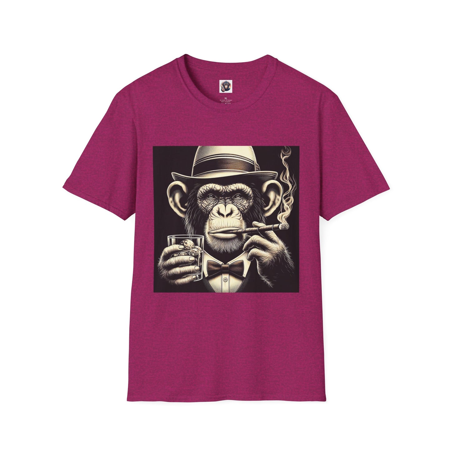 Chimp drink and smoke T-Shirt Printify S Antique Heliconia