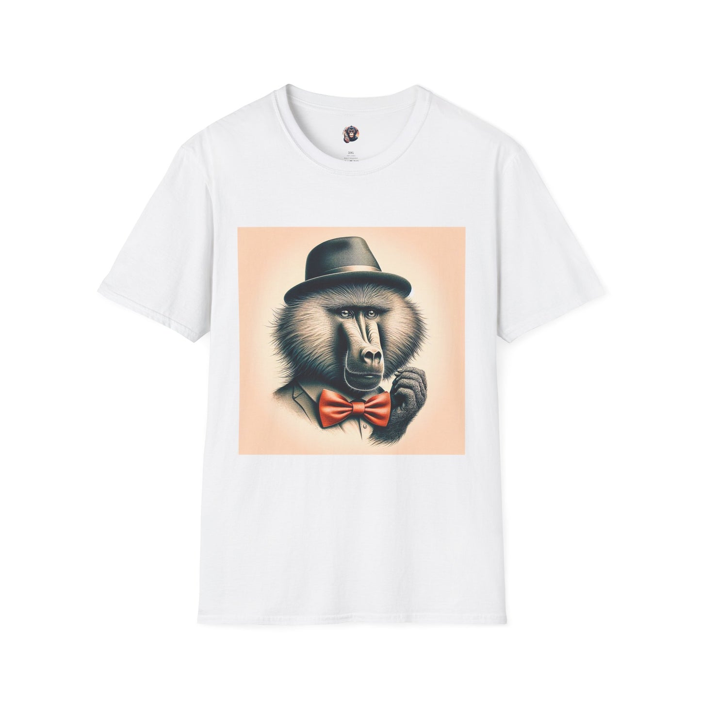 Baboon hat and bow T-Shirt Printify S White