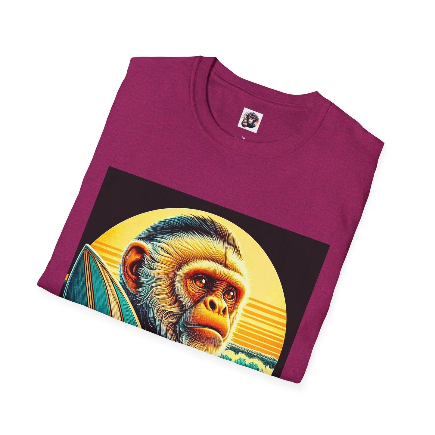 Capuchin Monkey Surfer Graphic Tee Ocean Waves Vintage Style For Men Women Premium Cotton by Printify