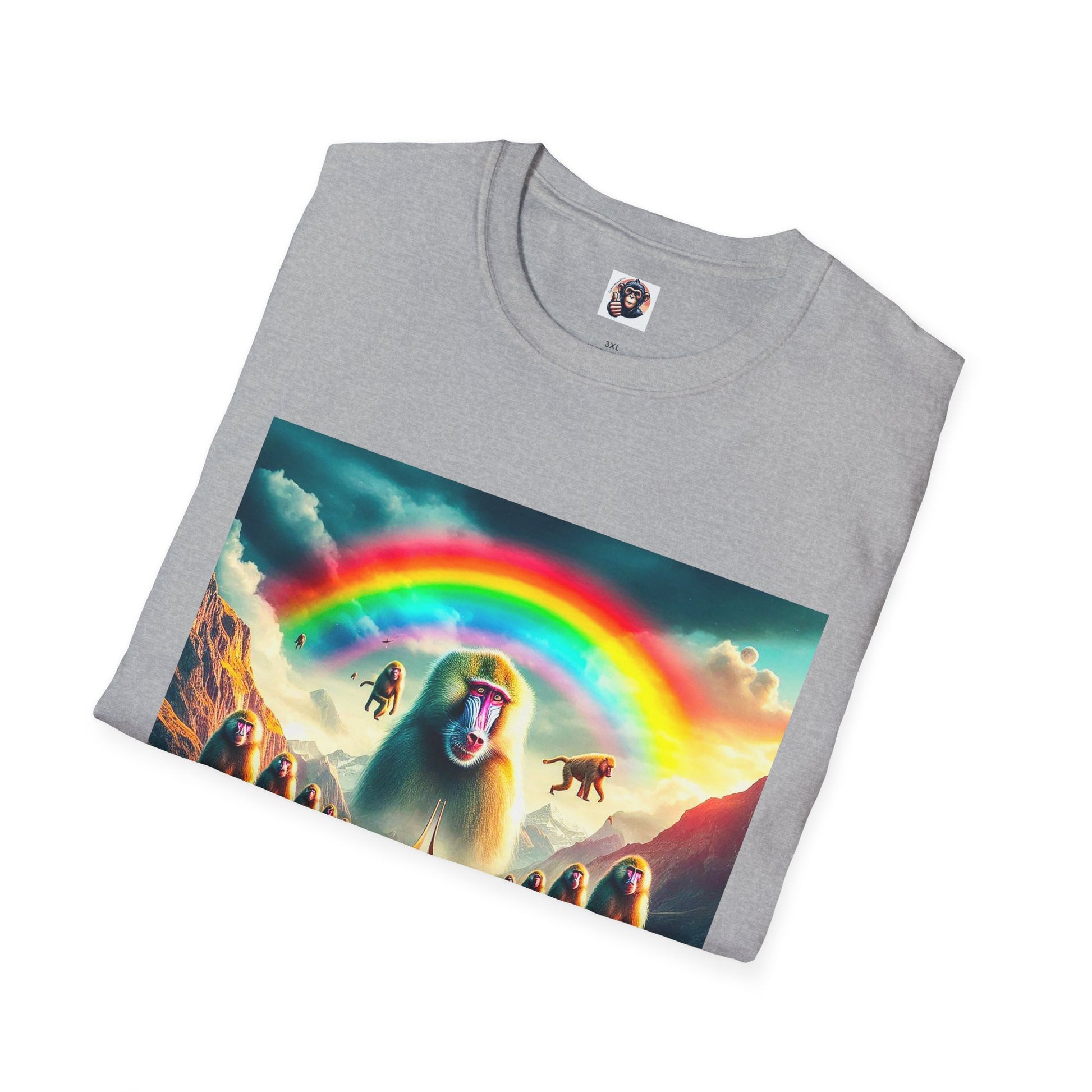 Baboon pretty rainbow T-Shirt Printify