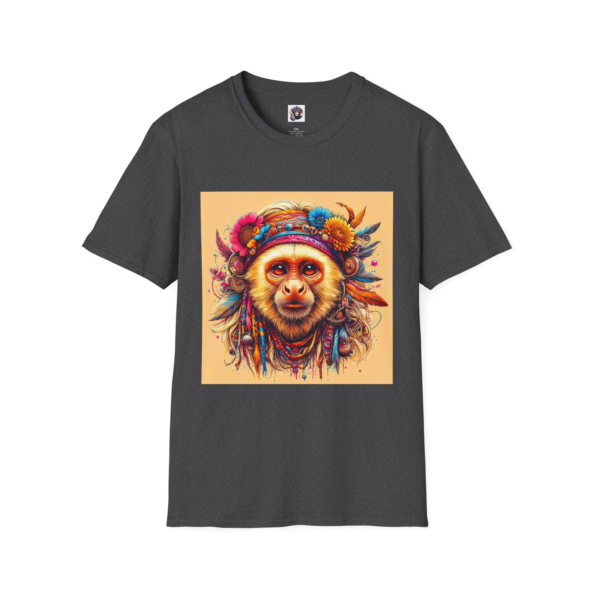 Capuchin Monkey warrior king shirt T-Shirt Printify XS Dark Heather