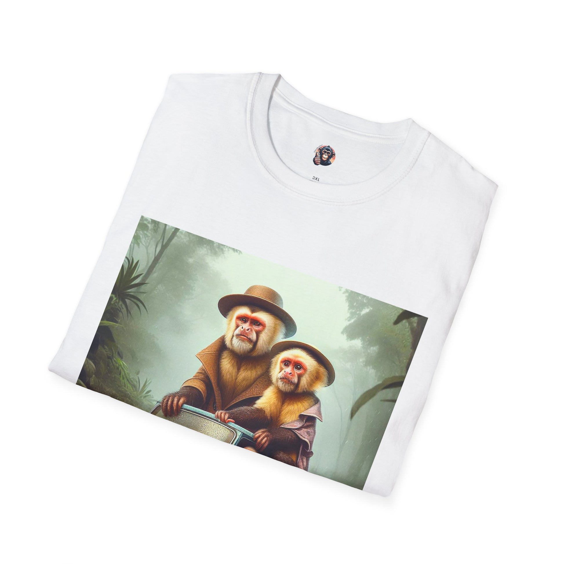 Capuchin Monkey couple driving shirt T-Shirt Printify