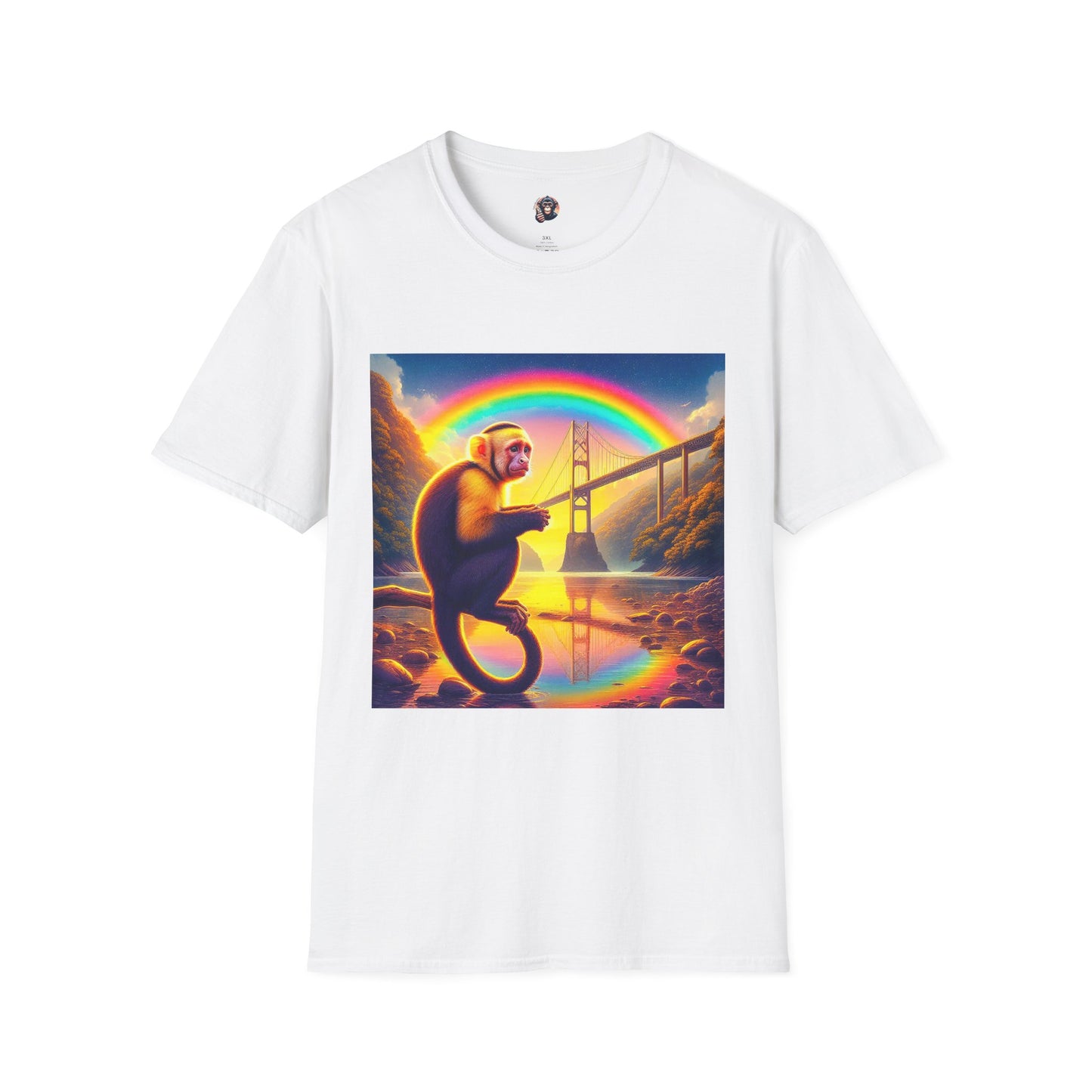 Capuchin Monkey rainbow bridge shirt T-Shirt Printify S White