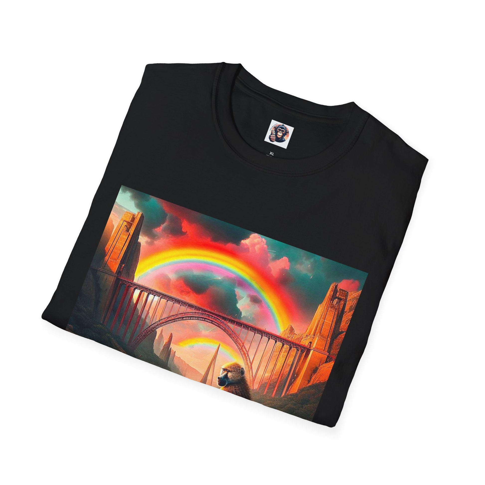 Baboon rainbow bridge T-Shirt Printify
