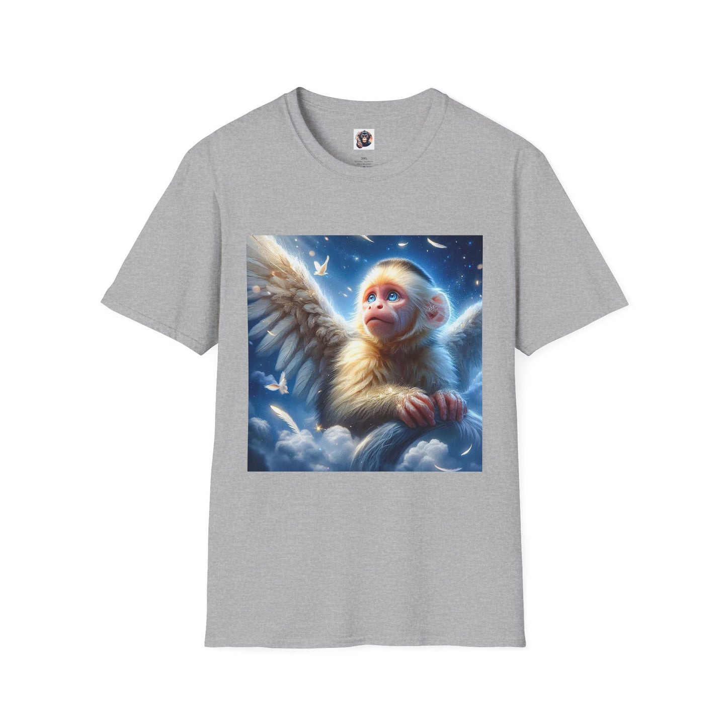 Capuchin Monkey Angel wings T-Shirt Printify XS Sport Grey