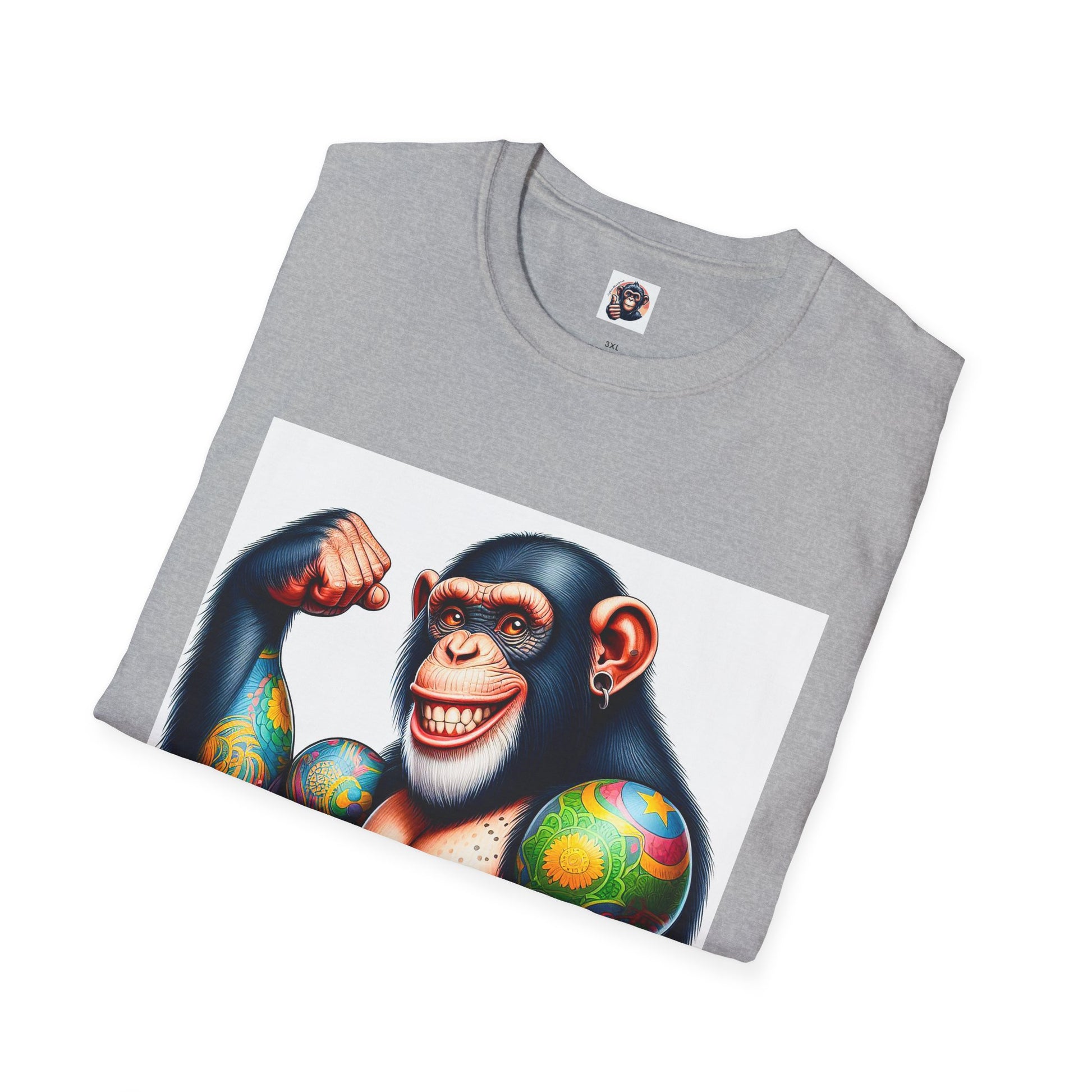 Chimp muscles man T-Shirt Printify