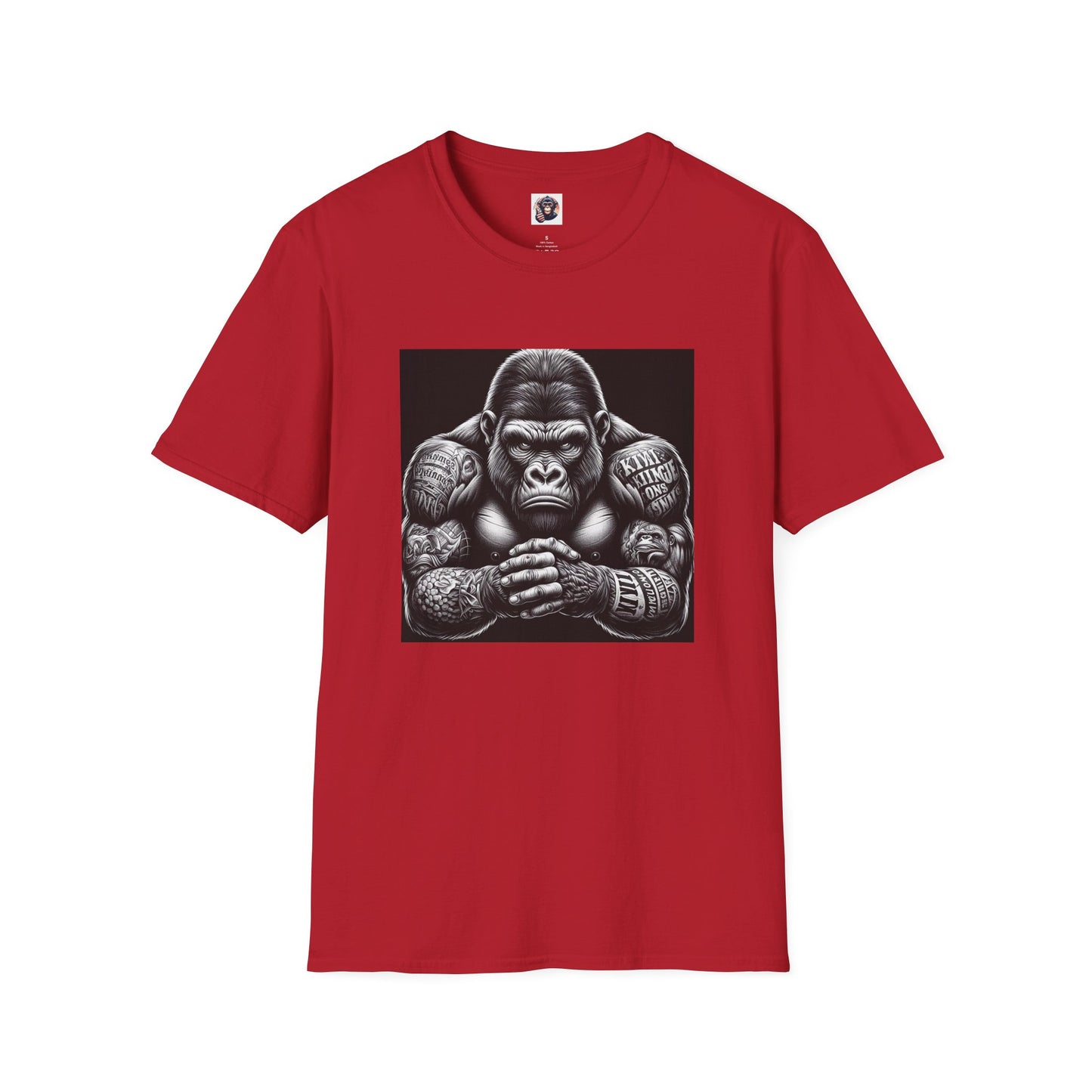 Gorilla tough guy shirt T-Shirt Printify S Cherry Red