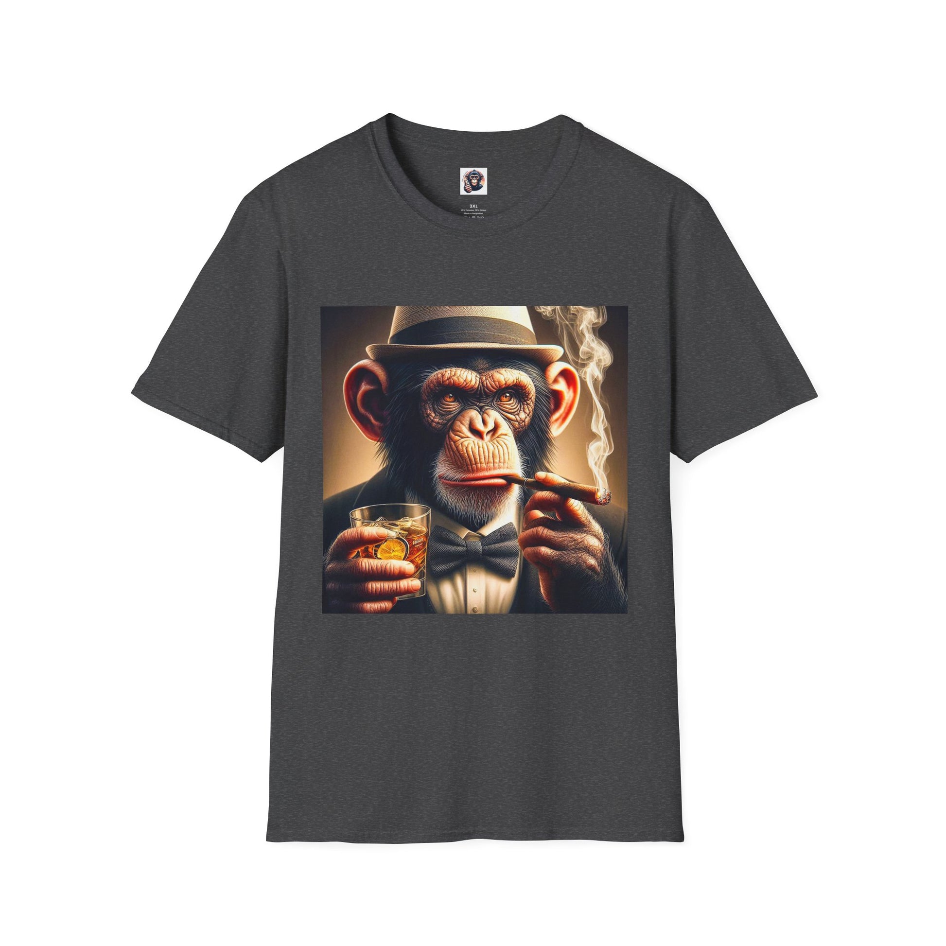 Chimp bar and smoking T-Shirt Printify XS Dark Heather