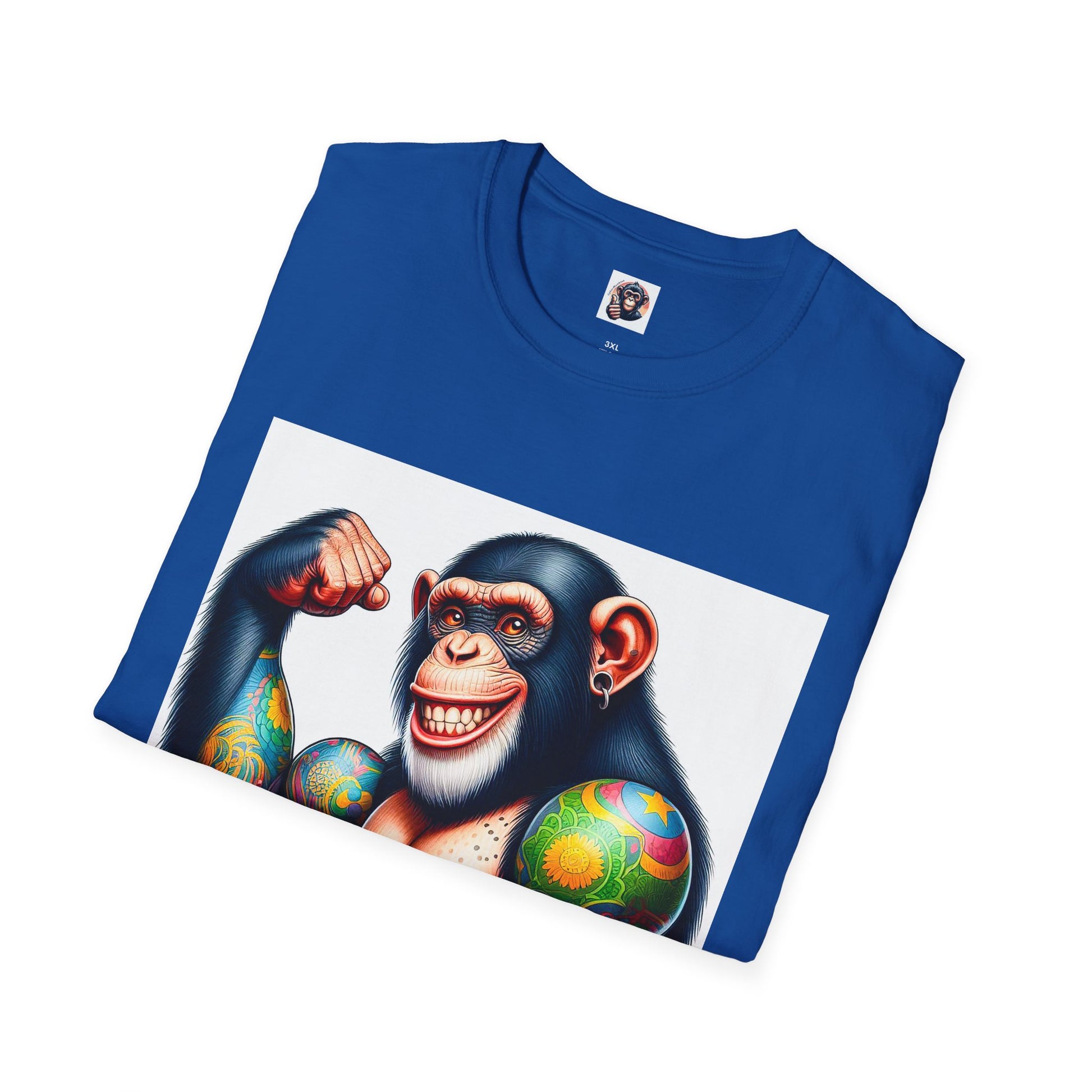 Chimp muscles man T-Shirt Printify